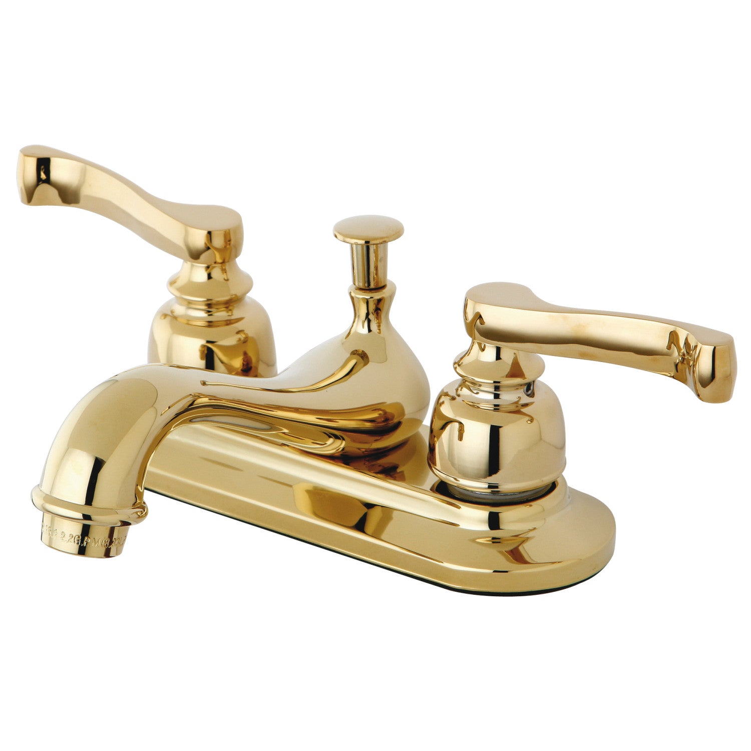 Kingston Tulare KB8602 - Royale Double-Handle 3-Hole Deck Mount 4-Inch Centerset Bathroom Faucet with Pop-Up Drain, Polished Brass