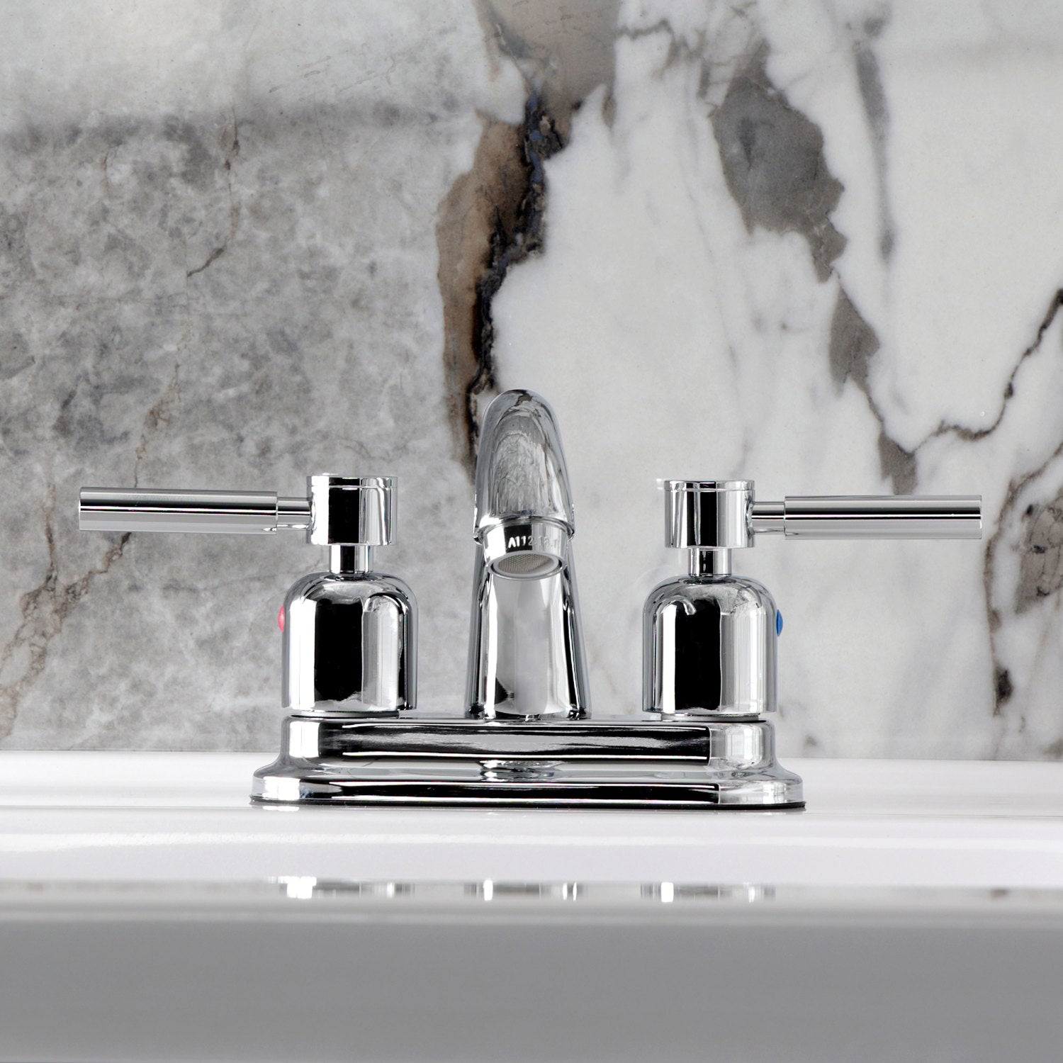 Kingston Tulare KB8611DL - Concord Double-Handle 3-Hole Deck Mount 4-Inch Centerset Bathroom Faucet with Pop-Up Drain, Polished Chrome — thumbnail 3