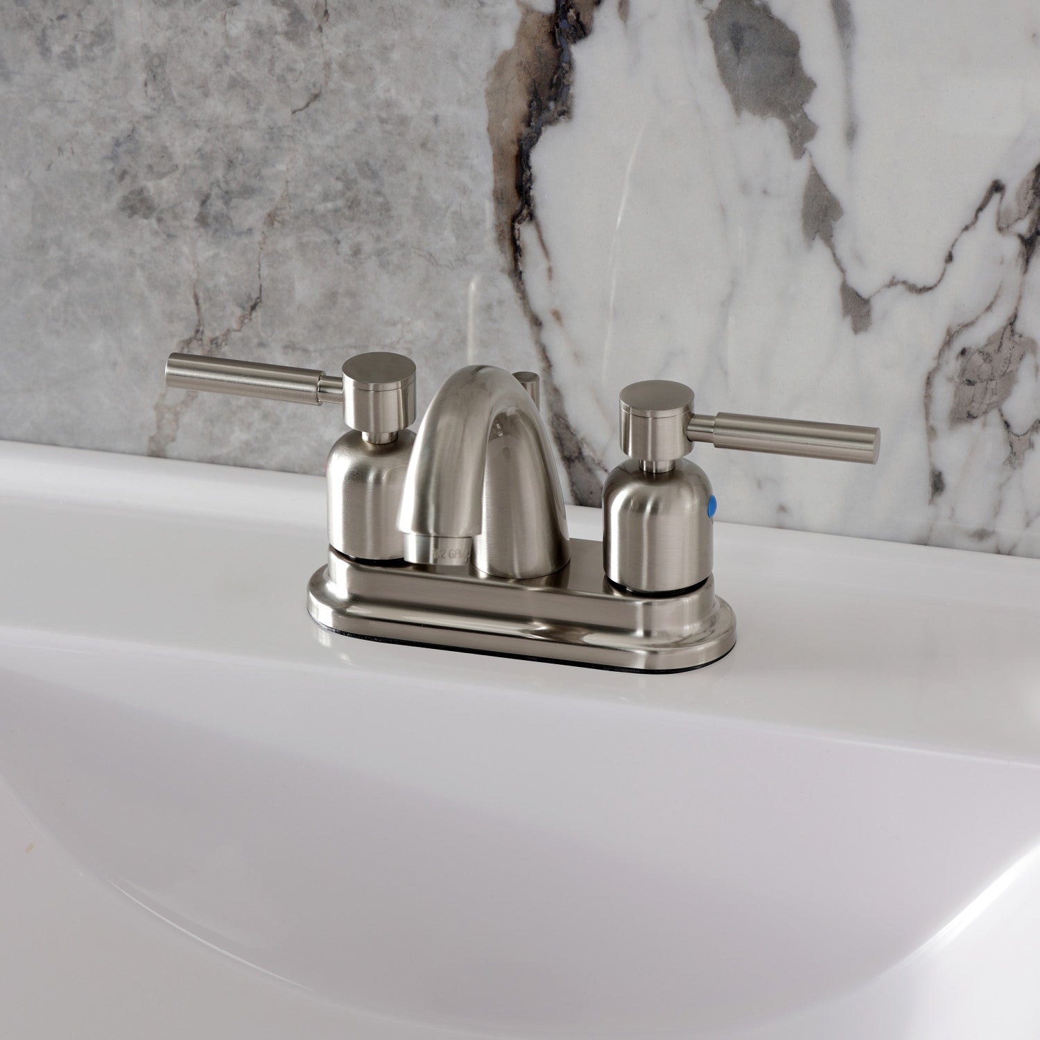 Kingston Tulare KB8618DL - Concord Double-Handle 3-Hole Deck Mount 4-Inch Centerset Bathroom Faucet with Pop-Up Drain, Brushed Nickel — thumbnail 2