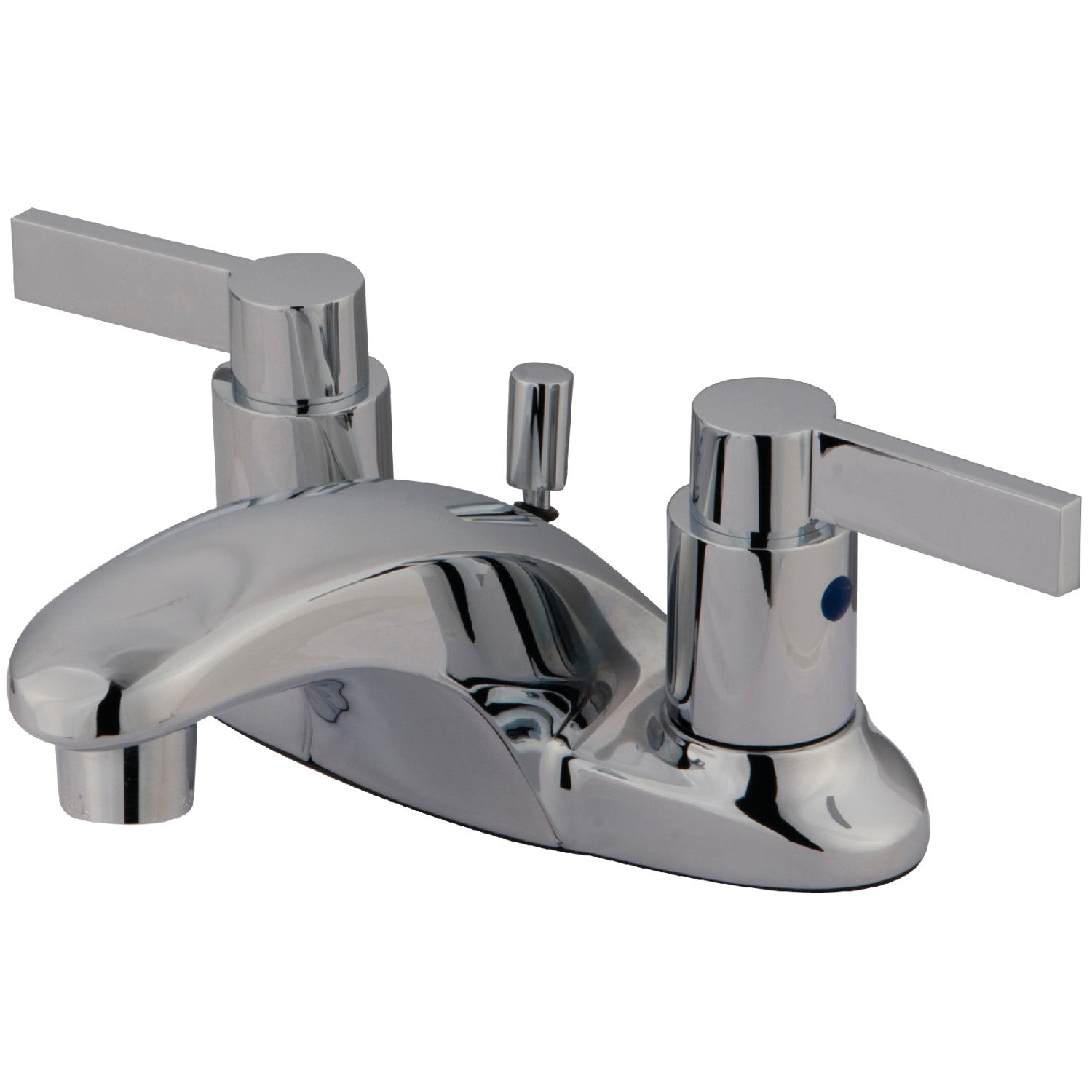 Kingston Tulare KB8621NDL - NuvoFusion Double-Handle 3-Hole Deck Mount 4-Inch Centerset Bathroom Faucet with Pop-Up Drain, Polished Chrome