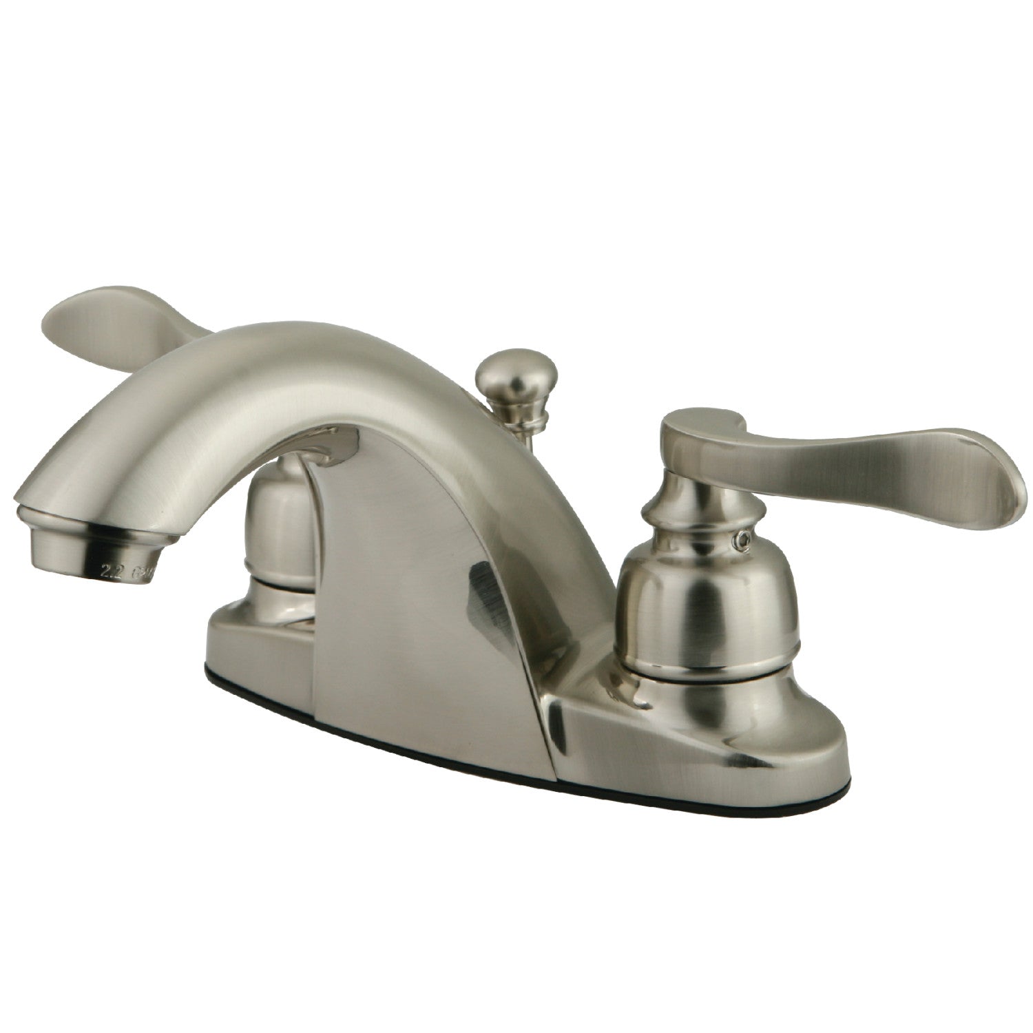 Kingston Tulare KB8648NFL - NuWave French Double-Handle 3-Hole Deck Mount 4-Inch Centerset Bathroom Faucet with Pop-Up Drain, Brushed Nickel