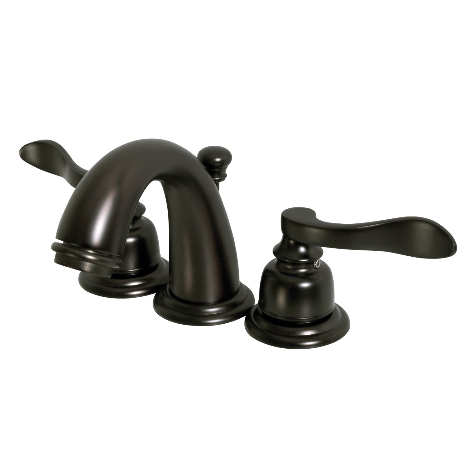 Kingston Tulare KB8915NFL - NuWave French Two-Handle 3-Hole Deck Mount Widespread Bathroom Faucet with Pop-Up Drain, Oil Rubbed Bronze