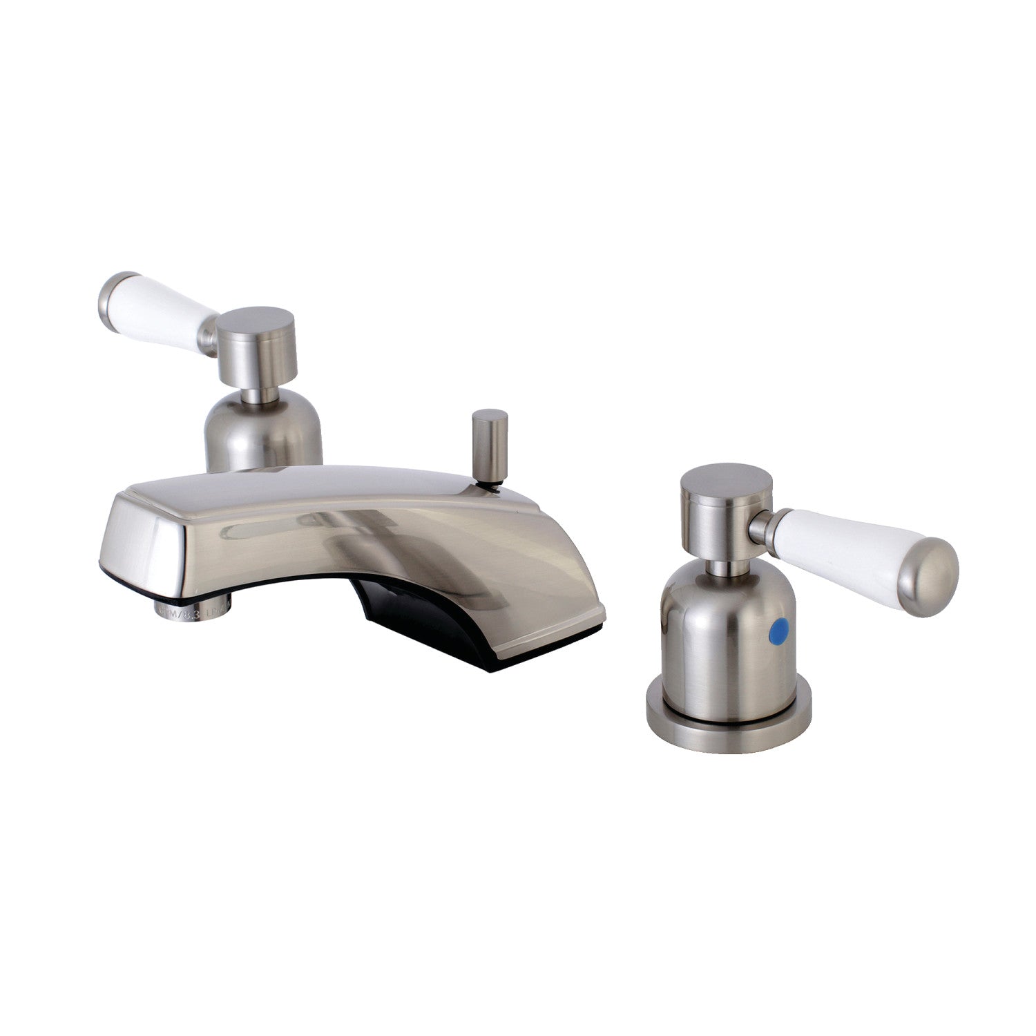 Kingston Tulare KB8928DPL - Paris Two-Handle 3-Hole Deck Mount Widespread Bathroom Faucet with Pop-Up Drain, Brushed Nickel