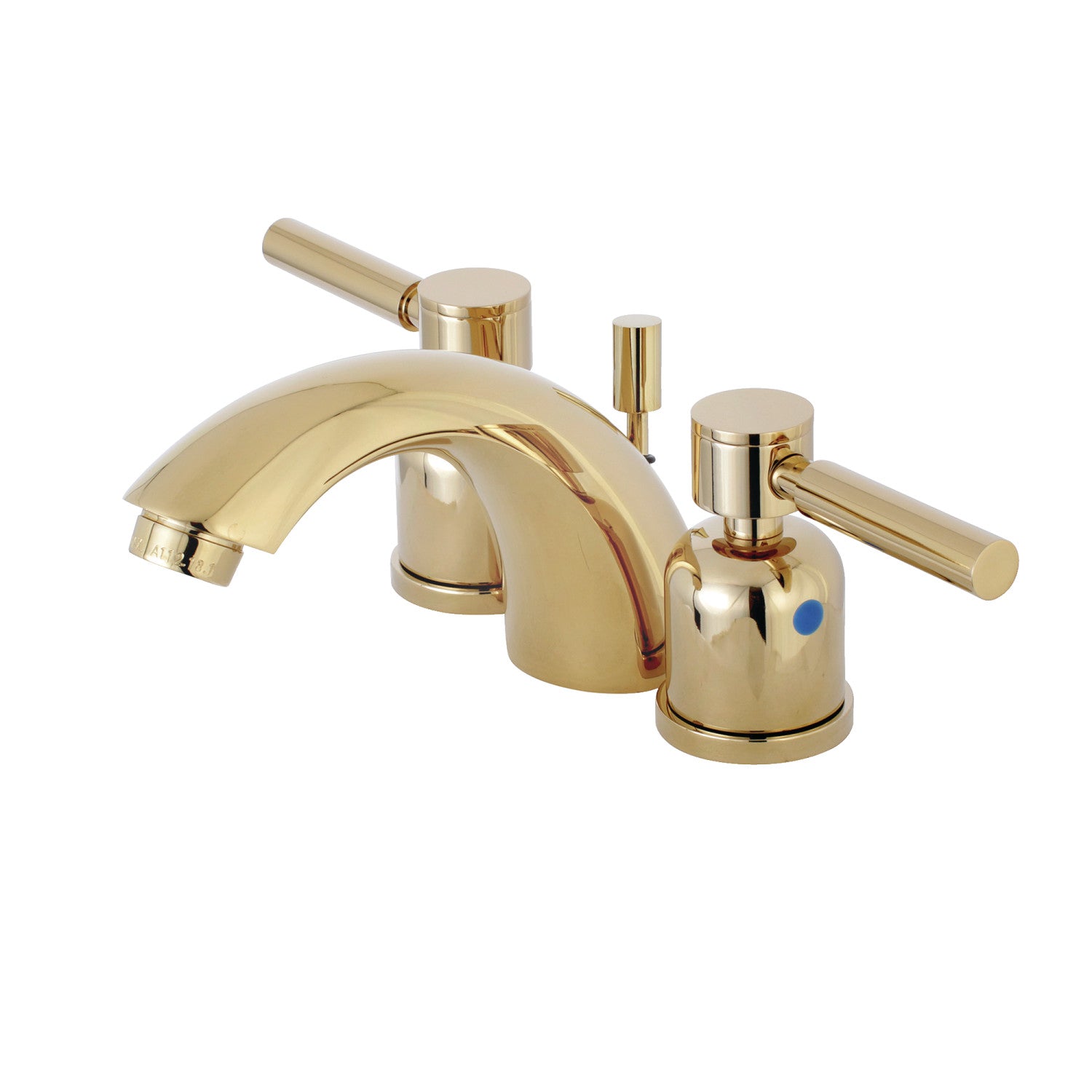 Kingston Tulare KB8952DL - Concord Two-Handle 3-Hole Deck Mount Mini-Widespread Bathroom Faucet with Pop-Up Drain, Polished Brass