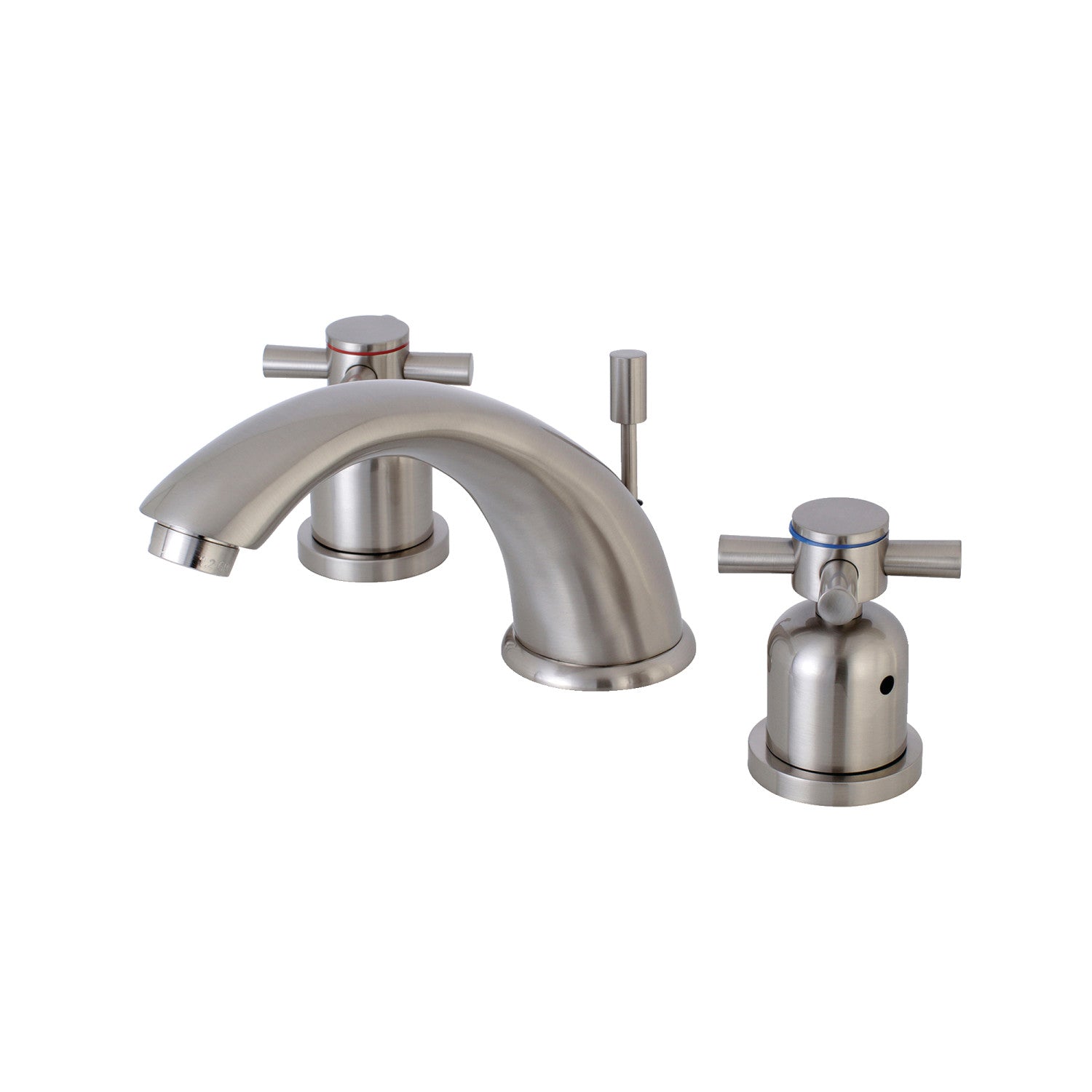 Kingston Tulare KB8968DX - Concord Two-Handle 3-Hole Deck Mount Widespread Bathroom Faucet with Pop-Up Drain, Brushed Nickel