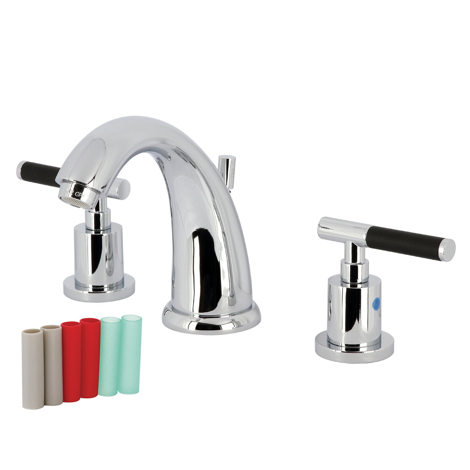 Kingston Tulare KB8981CKL - Kaiser Two-Handle 3-Hole Deck Mount Widespread Bathroom Faucet with Pop-Up Drain, Polished Chrome