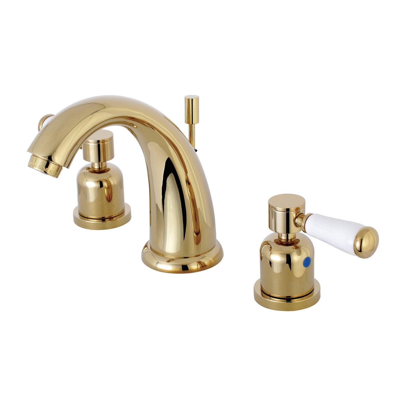 Kingston Heirloom KB8982DPL - Paris Two-Handle 3-Hole Deck Mount Widespread Bathroom Faucet with Pop-Up Drain, Polished Brass