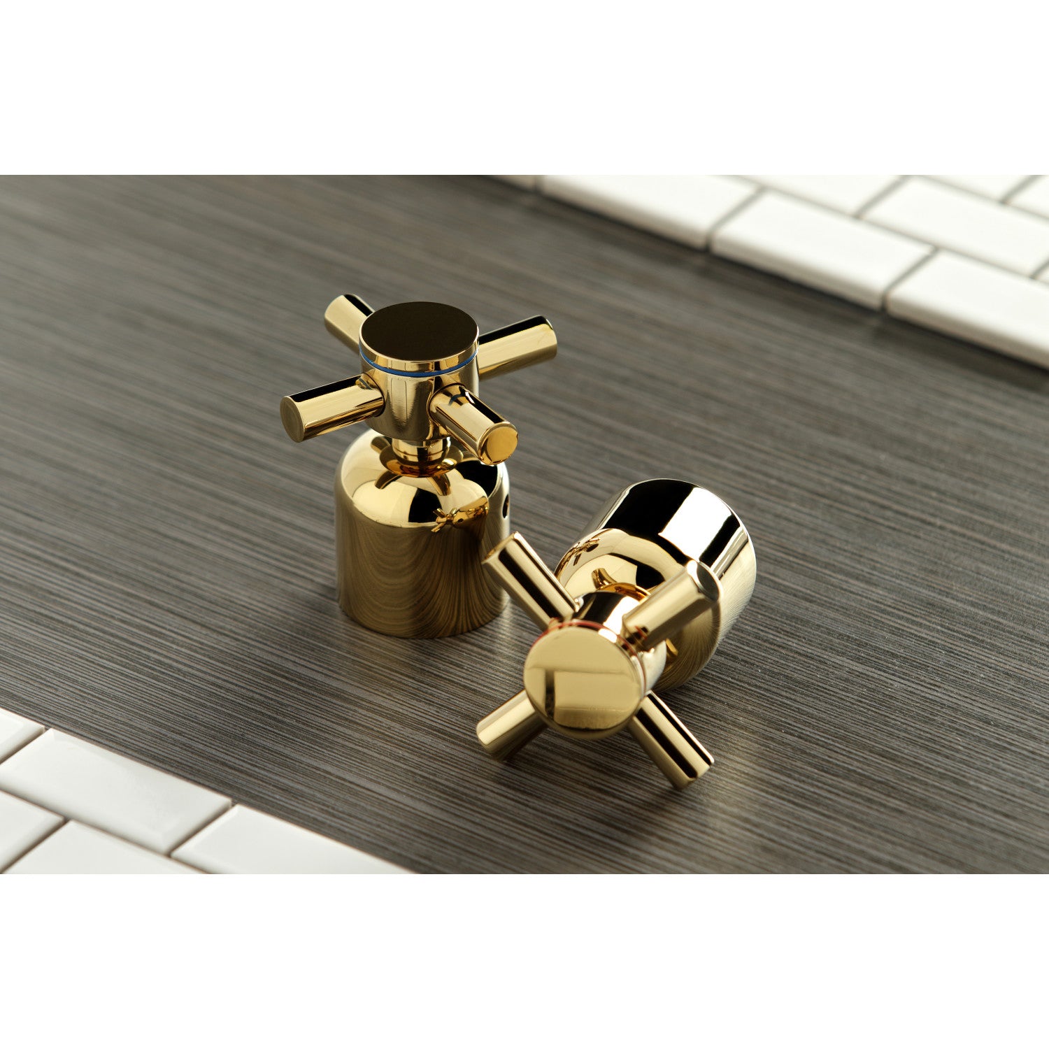 Kingston Tulare KB8982DX - Concord Two-Handle 3-Hole Deck Mount Widespread Bathroom Faucet with Pop-Up Drain, Polished Brass — thumbnail 3