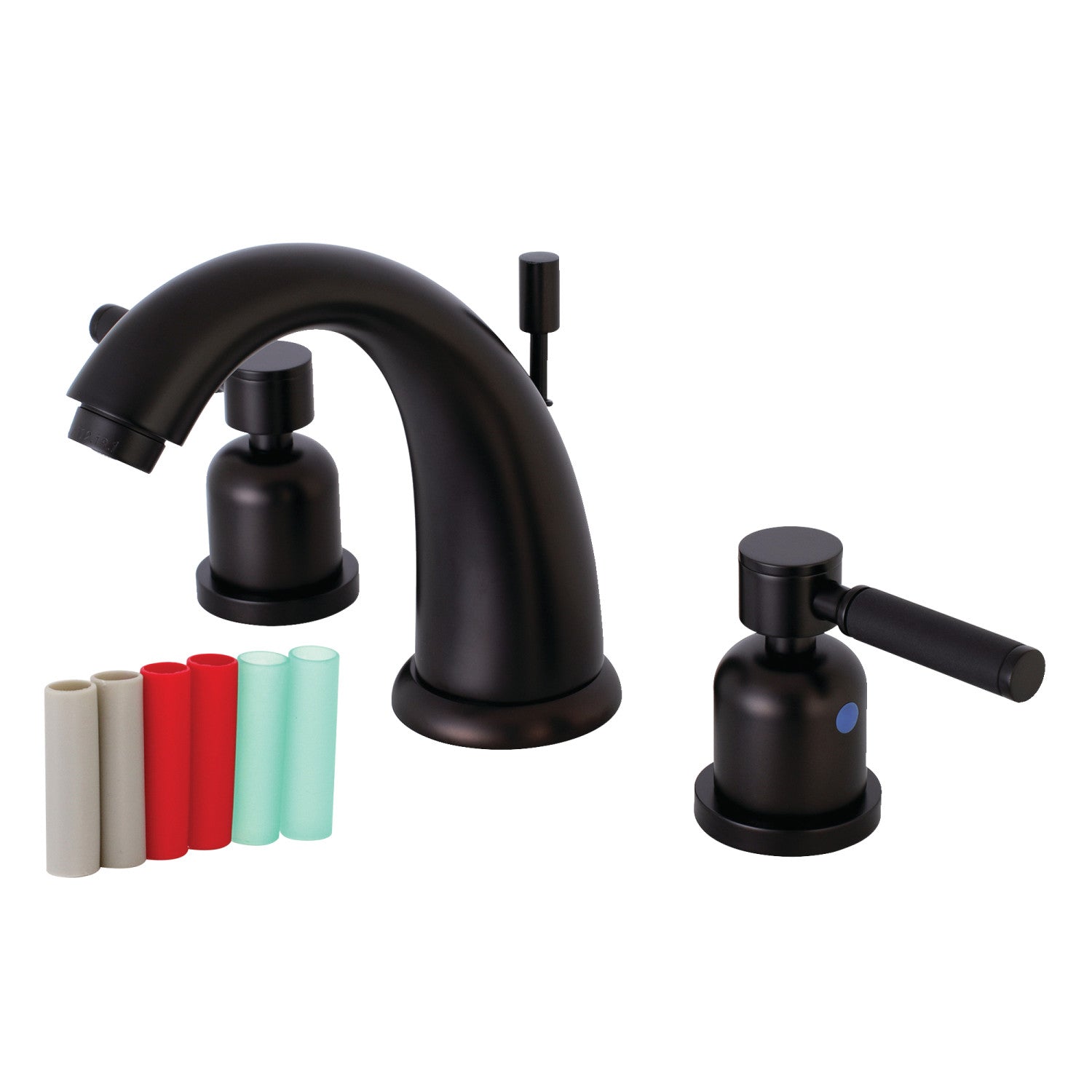 Kingston Tulare KB8985DKL - Kaiser Two-Handle 3-Hole Deck Mount Widespread Bathroom Faucet with Pop-Up Drain, Oil Rubbed Bronze