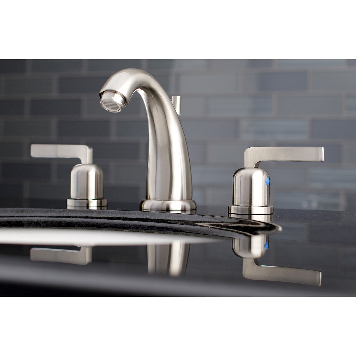 Kingston Tulare KB8988EFL - Centurion Two-Handle 3-Hole Deck Mount Widespread Bathroom Faucet with Pop-Up Drain, Brushed Nickel — thumbnail 2