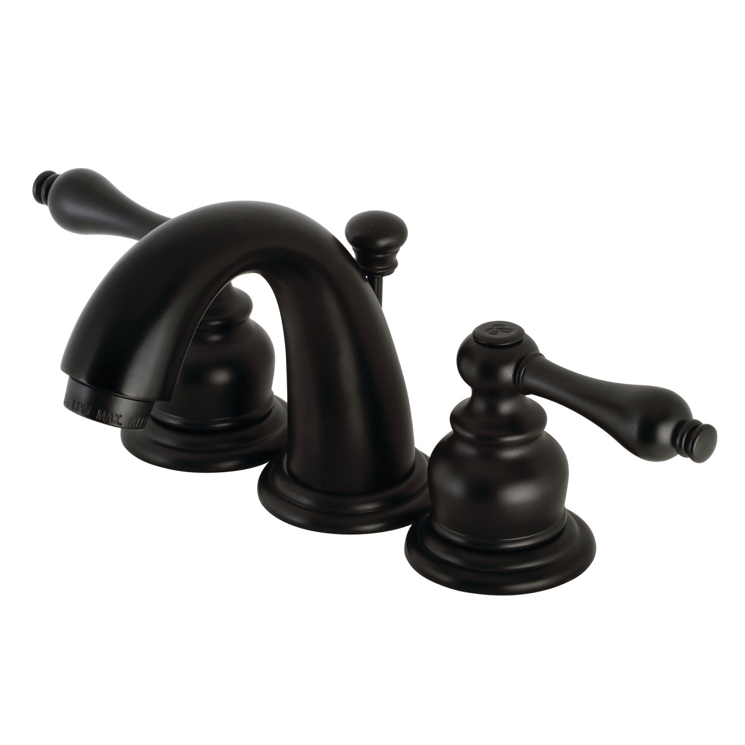 Kingston Heirloom KB910AL - Victorian Two-Handle 3-Hole Deck Mount Widespread Bathroom Faucet with Pop-Up Drain, Matte Black