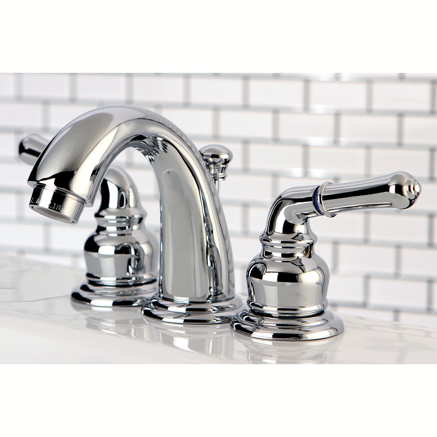Kingston Tulare KB911 - Magellan Two-Handle 3-Hole Deck Mount Widespread Bathroom Faucet with Pop-Up Drain, Polished Chrome — thumbnail 2