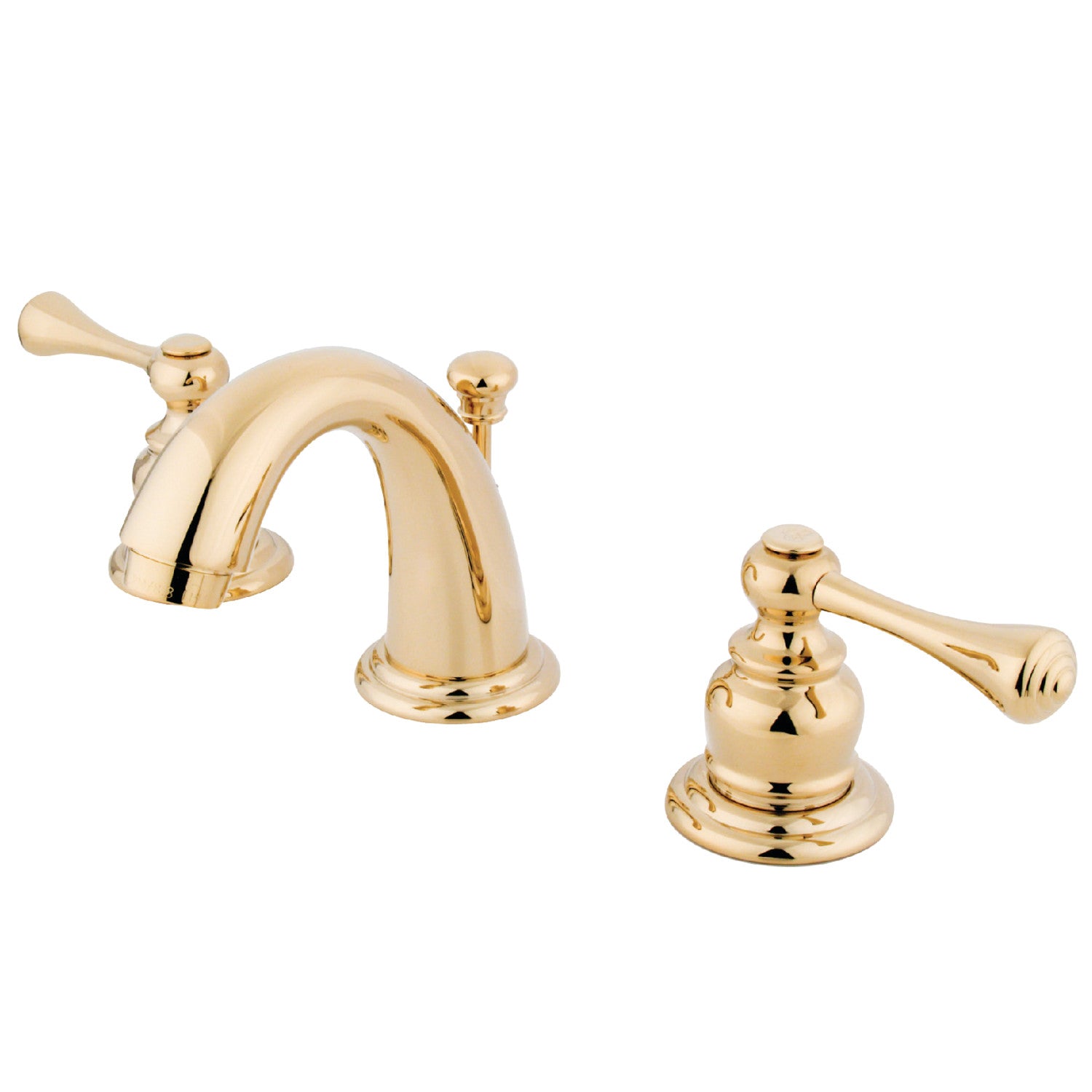Kingston Tulare KB912BL - Vintage Two-Handle 3-Hole Deck Mount Widespread Bathroom Faucet with Pop-Up Drain, Polished Brass