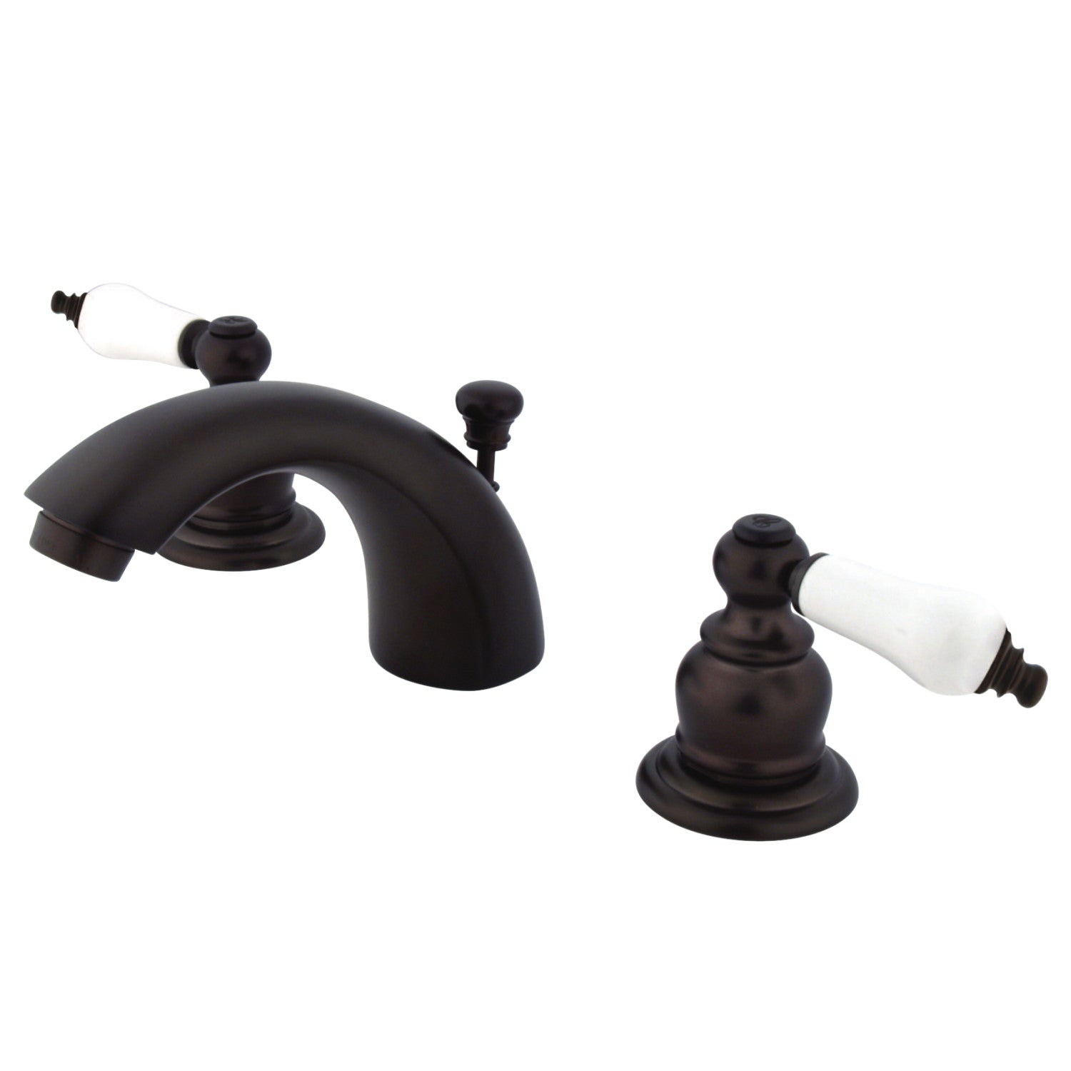 Kingston Heirloom KB945B - Victorian Two-Handle 3-Hole Deck Mount Mini-Widespread Bathroom Faucet with Pop-Up Drain, Oil Rubbed Bronze