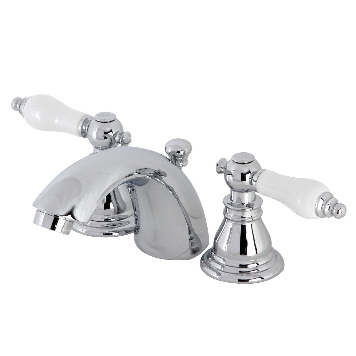 Kingston Tulare KB951APL - American Patriot Two-Handle 3-Hole Deck Mount Mini-Widespread Bathroom Faucet with Pop-Up Drain, Polished Chrome