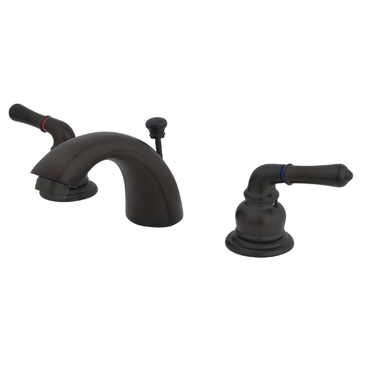 Kingston Tulare KB955 - Magellan Two-Handle 3-Hole Deck Mount Mini-Widespread Bathroom Faucet with Pop-Up Drain, Oil Rubbed Bronze
