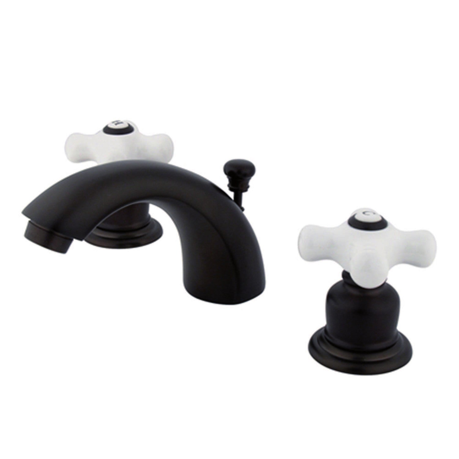 Kingston Heirloom KB955PX - Victorian Two-Handle 3-Hole Deck Mount Mini-Widespread Bathroom Faucet with Pop-Up Drain, Oil Rubbed Bronze