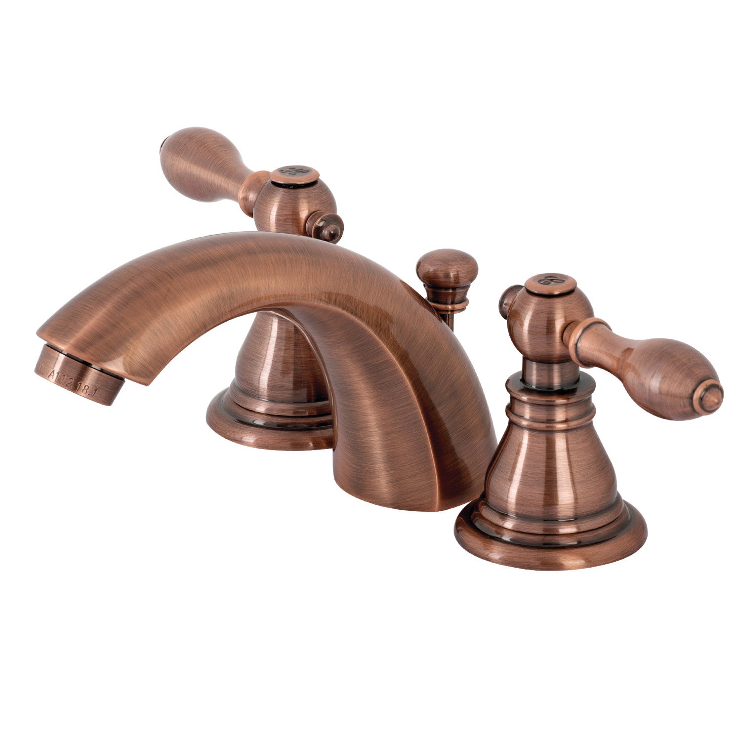 Kingston Tulare KB956ACL - American Classic Two-Handle 3-Hole Deck Mount Mini-Widespread Bathroom Faucet with Pop-Up Drain, Antique Copper