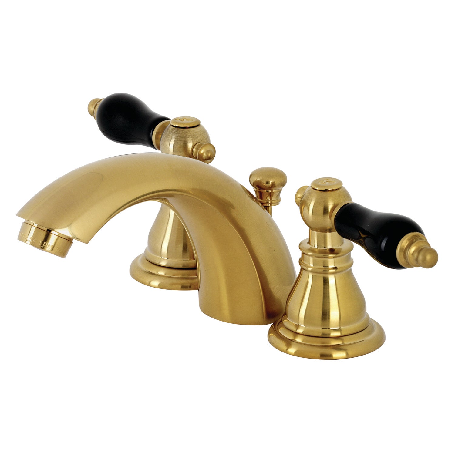 Kingston Heirloom KB957AKLSB - Duchess Two-Handle 3-Hole Deck Mount Mini-Widespread Bathroom Faucet with Pop-Up Drain, Brushed Brass