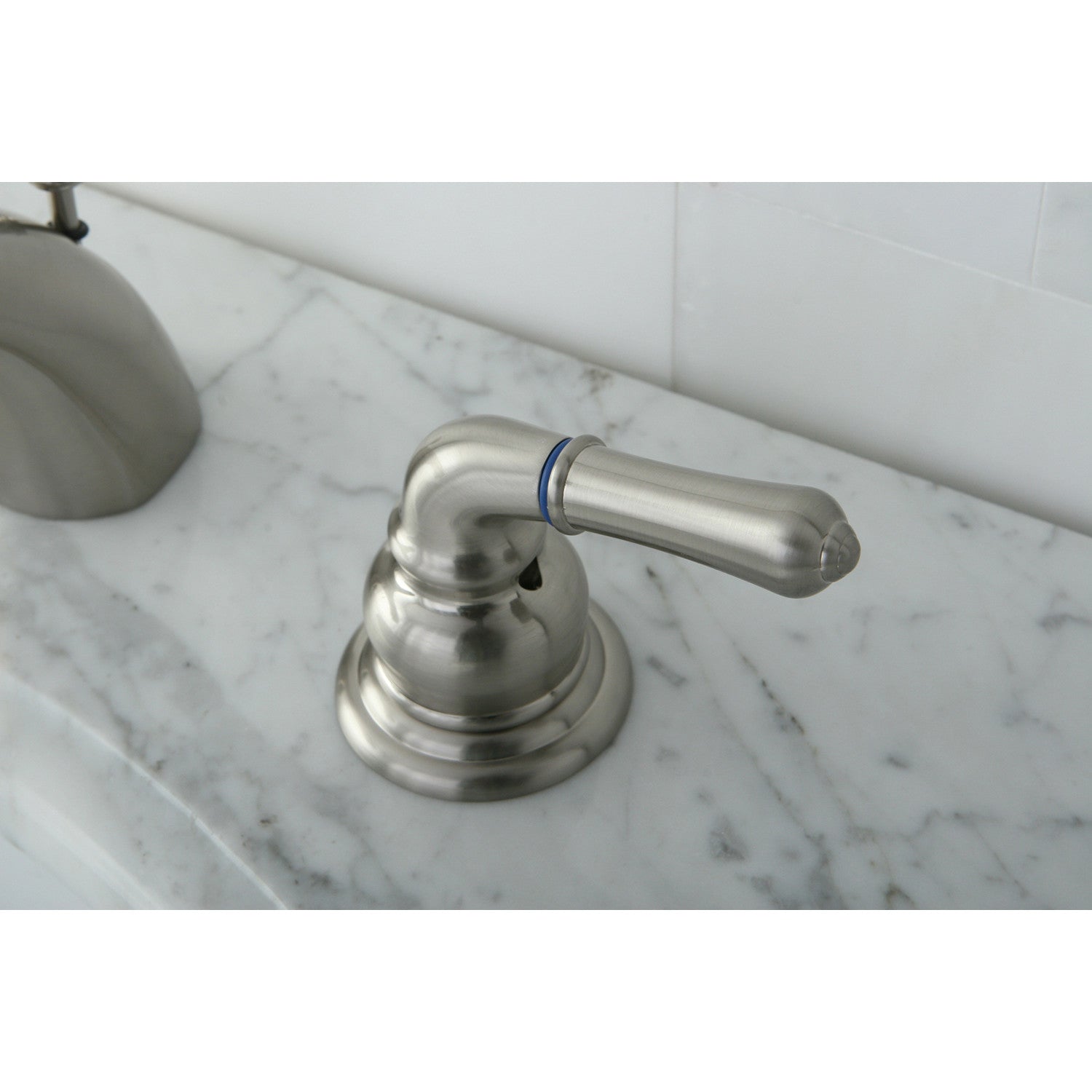 Kingston Tulare KB958 - Magellan Two-Handle 3-Hole Deck Mount Mini-Widespread Bathroom Faucet with Pop-Up Drain, Brushed Nickel — thumbnail 2