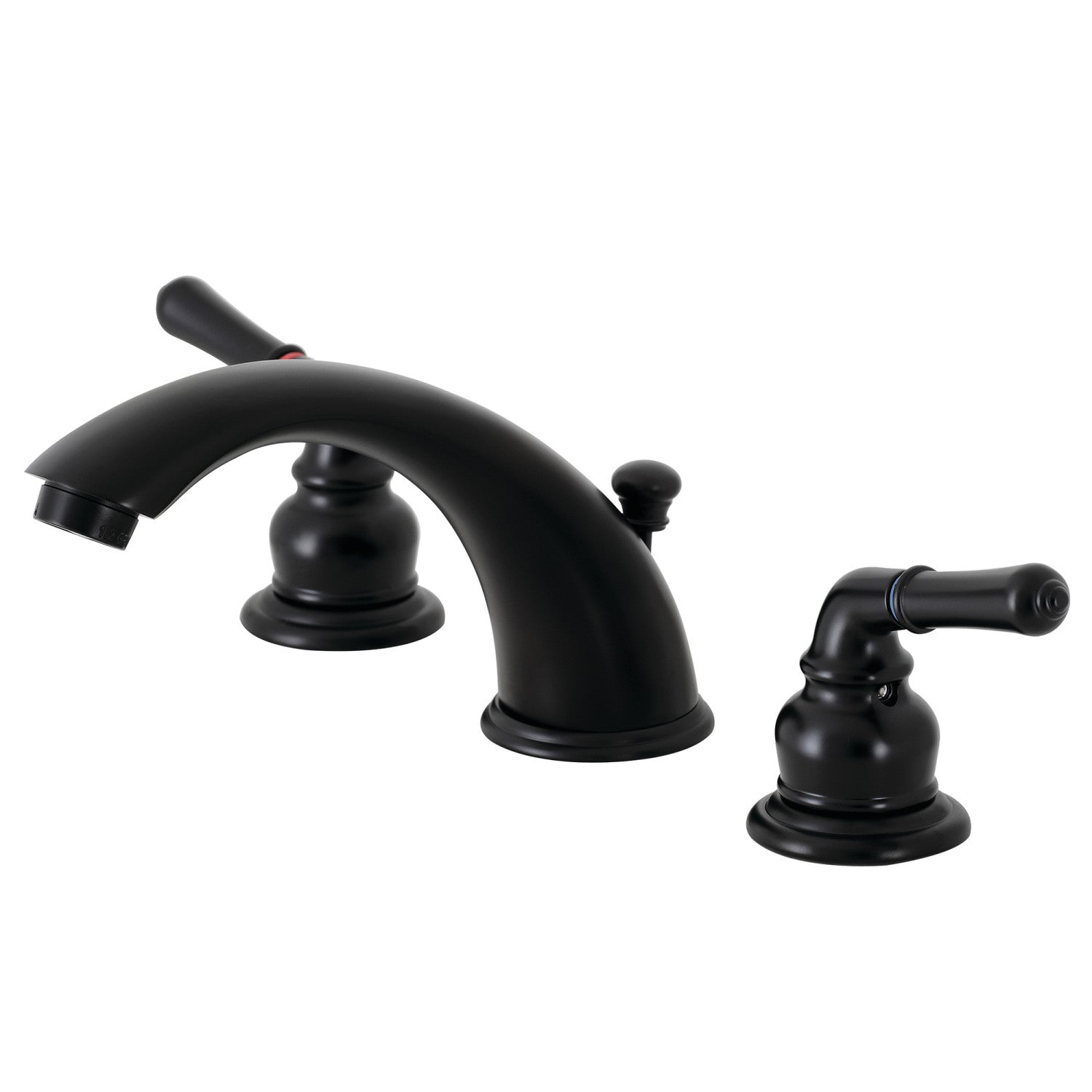 Kingston Tulare KB960 - Magellan Two-Handle 3-Hole Deck Mount Widespread Bathroom Faucet with Pop-Up Drain, Matte Black