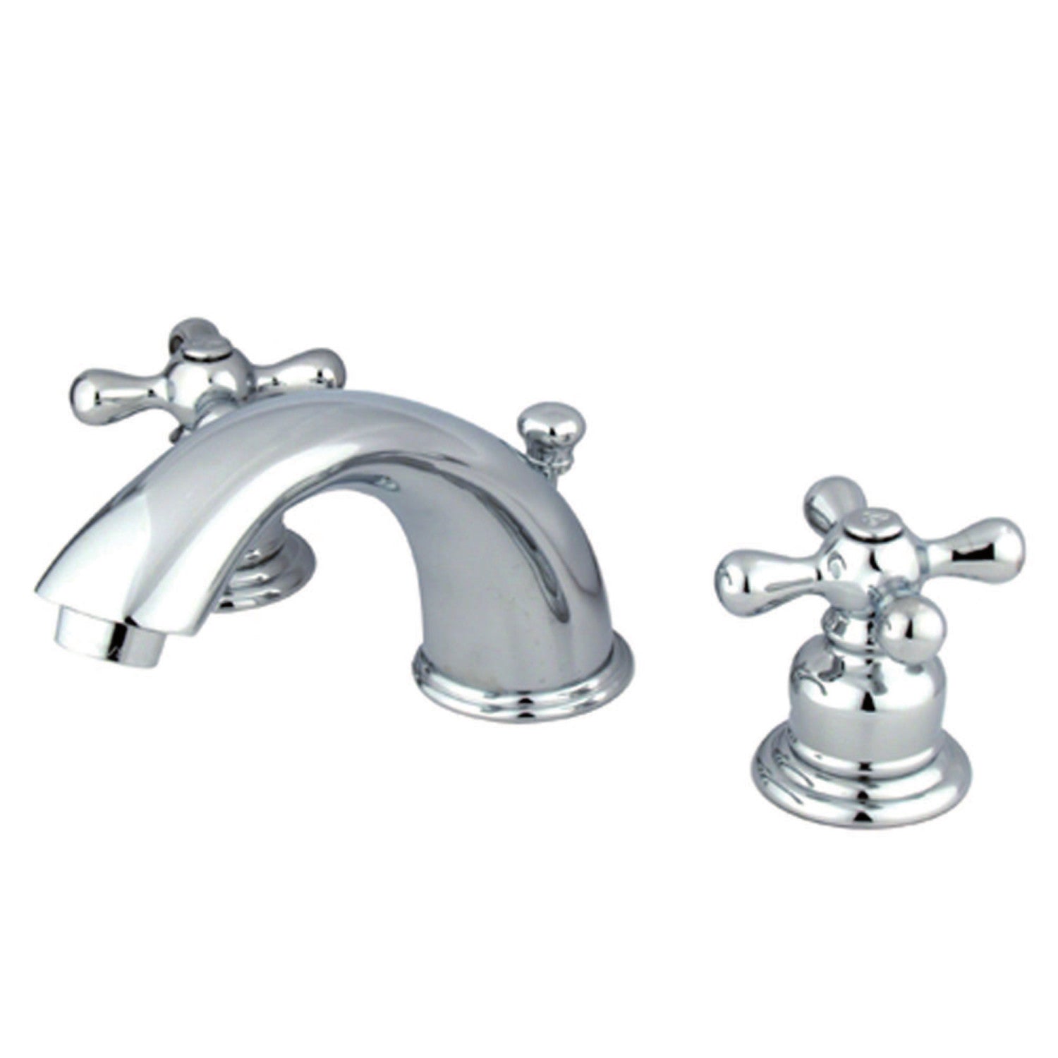 Kingston Heirloom KB961AX - Victorian Two-Handle 3-Hole Deck Mount Widespread Bathroom Faucet with Pop-Up Drain, Polished Chrome