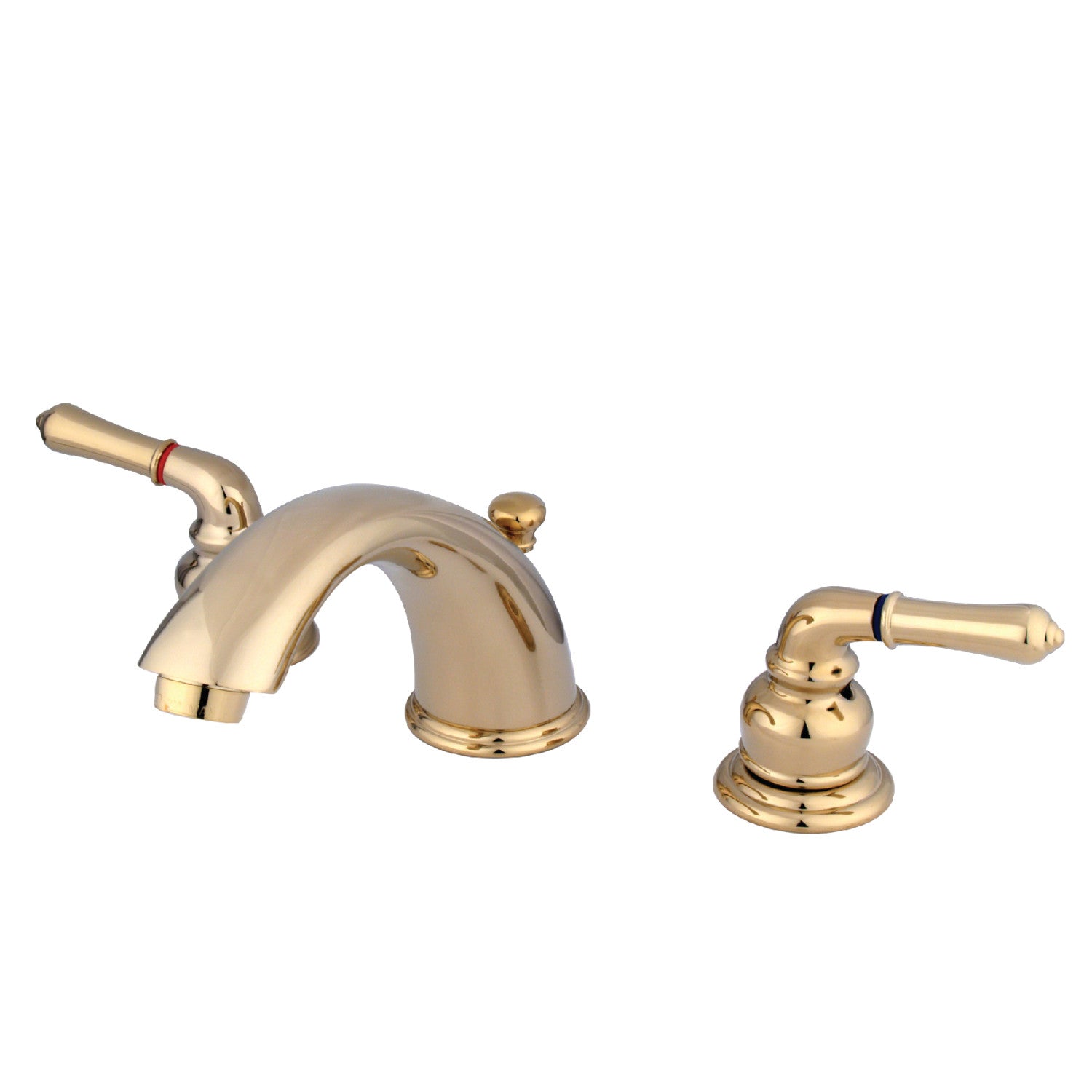 Kingston Tulare KB962 - Magellan Two-Handle 3-Hole Deck Mount Widespread Bathroom Faucet with Pop-Up Drain, Polished Brass