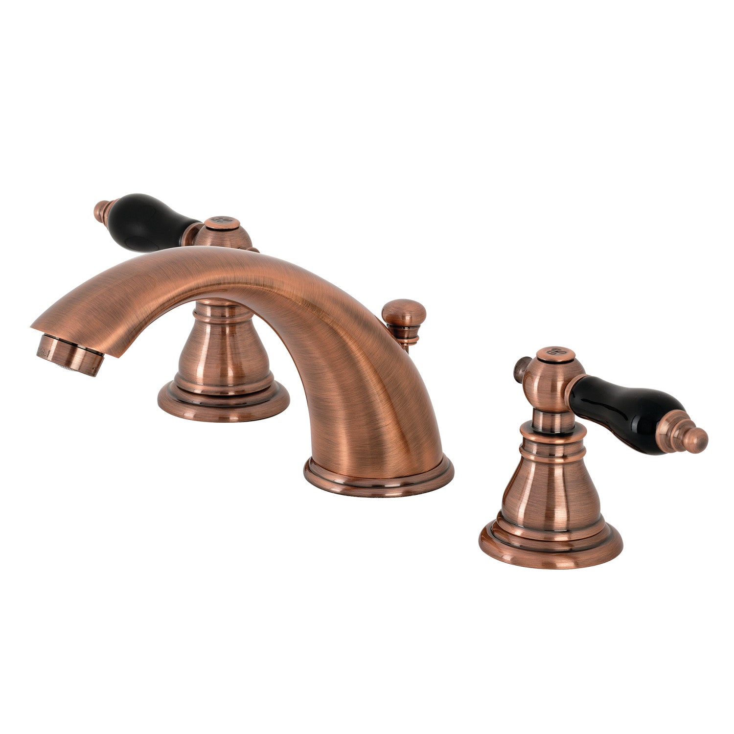 Kingston Heirloom KB966AKL - Duchess Two-Handle 3-Hole Deck Mount Widespread Bathroom Faucet with Pop-Up Drain, Antique Copper