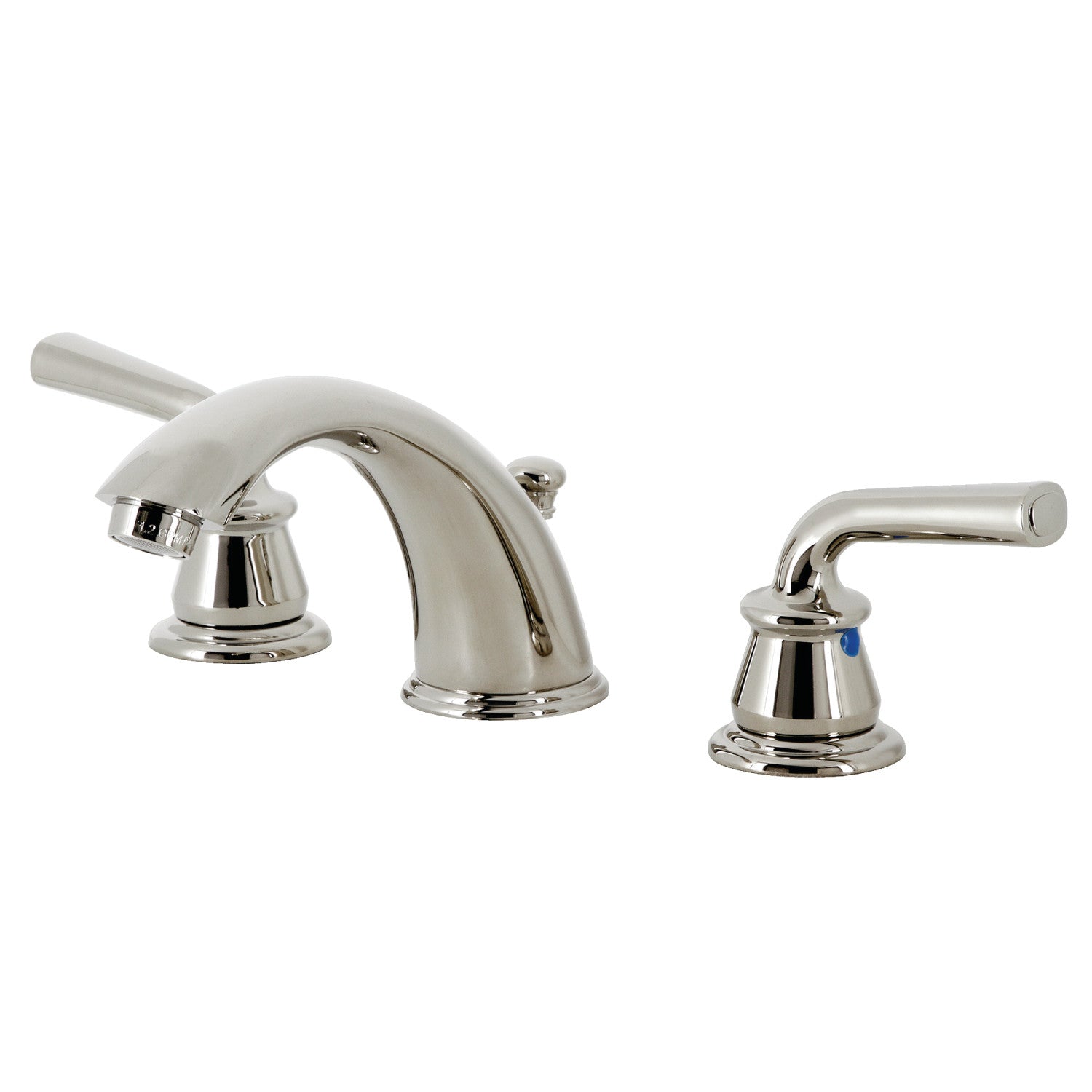 Kingston Tulare KB966RXLPN - Restoration Two-Handle 3-Hole Deck Mount Widespread Bathroom Faucet with Pop-Up Drain, Polished Nickel