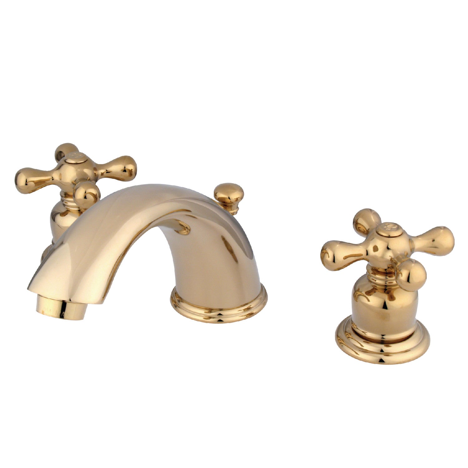 Kingston Heirloom KB972X - Victorian Two-Handle 3-Hole Deck Mount Widespread Bathroom Faucet with Pop-Up Drain, Polished Brass