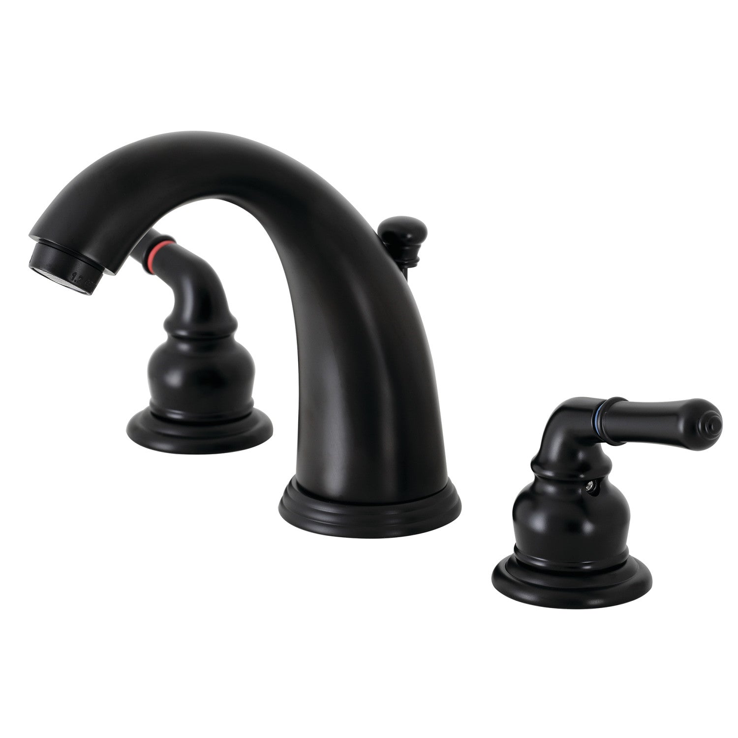 Kingston Tulare KB980 - Magellan Two-Handle 3-Hole Deck Mount Widespread Bathroom Faucet with Pop-Up Drain, Matte Black