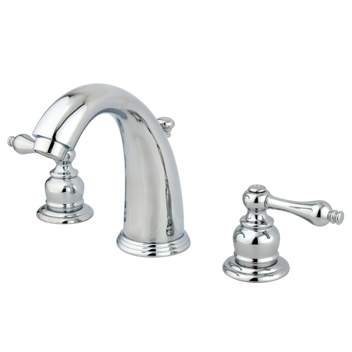 Kingston Heirloom KB981AL - Victorian Two-Handle 3-Hole Deck Mount Widespread Bathroom Faucet with Pop-Up Drain, Polished Chrome