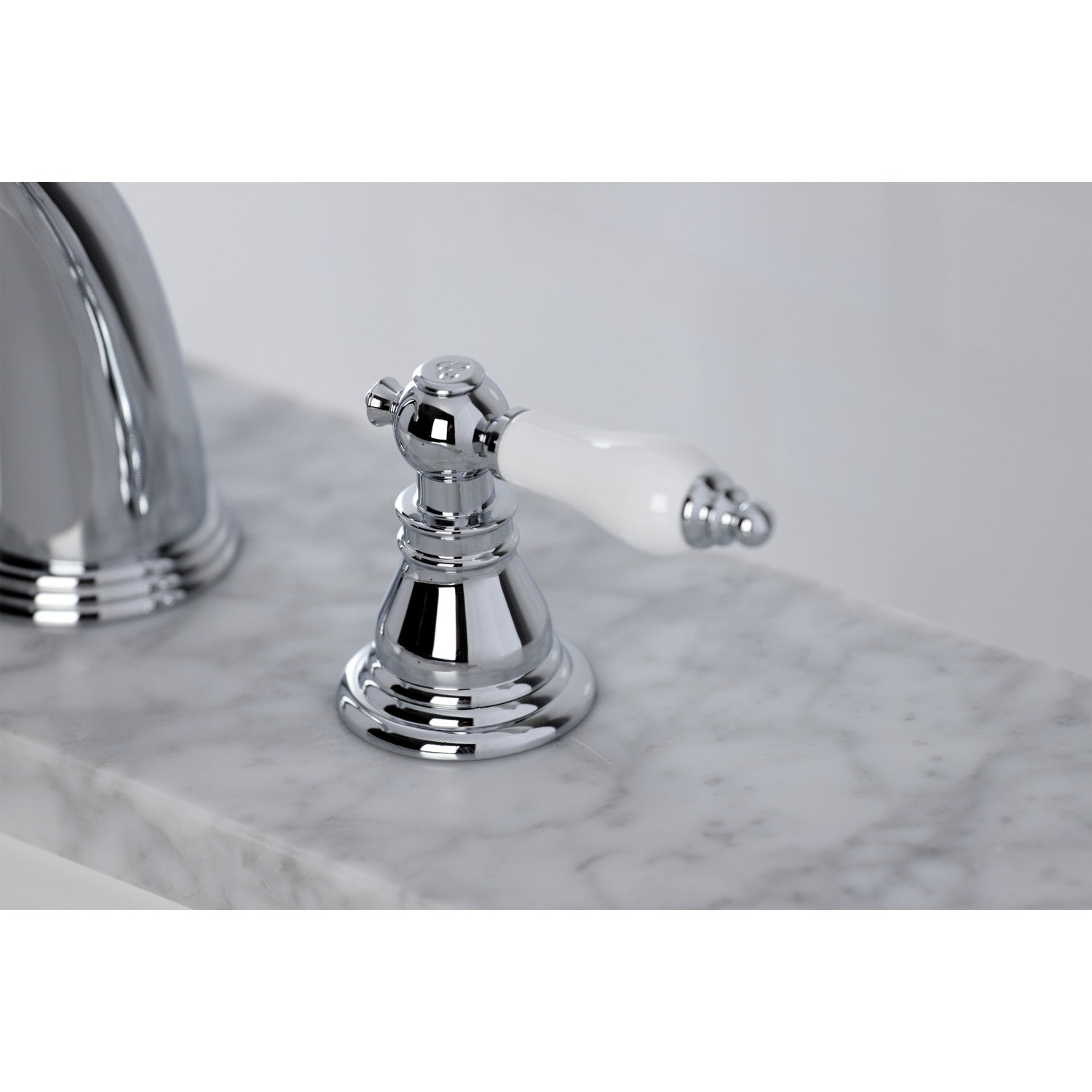 Kingston Heirloom KB981APL - American Patriot Two-Handle 3-Hole Deck Mount Widespread Bathroom Faucet with Pop-Up Drain, Polished Chrome — thumbnail 2