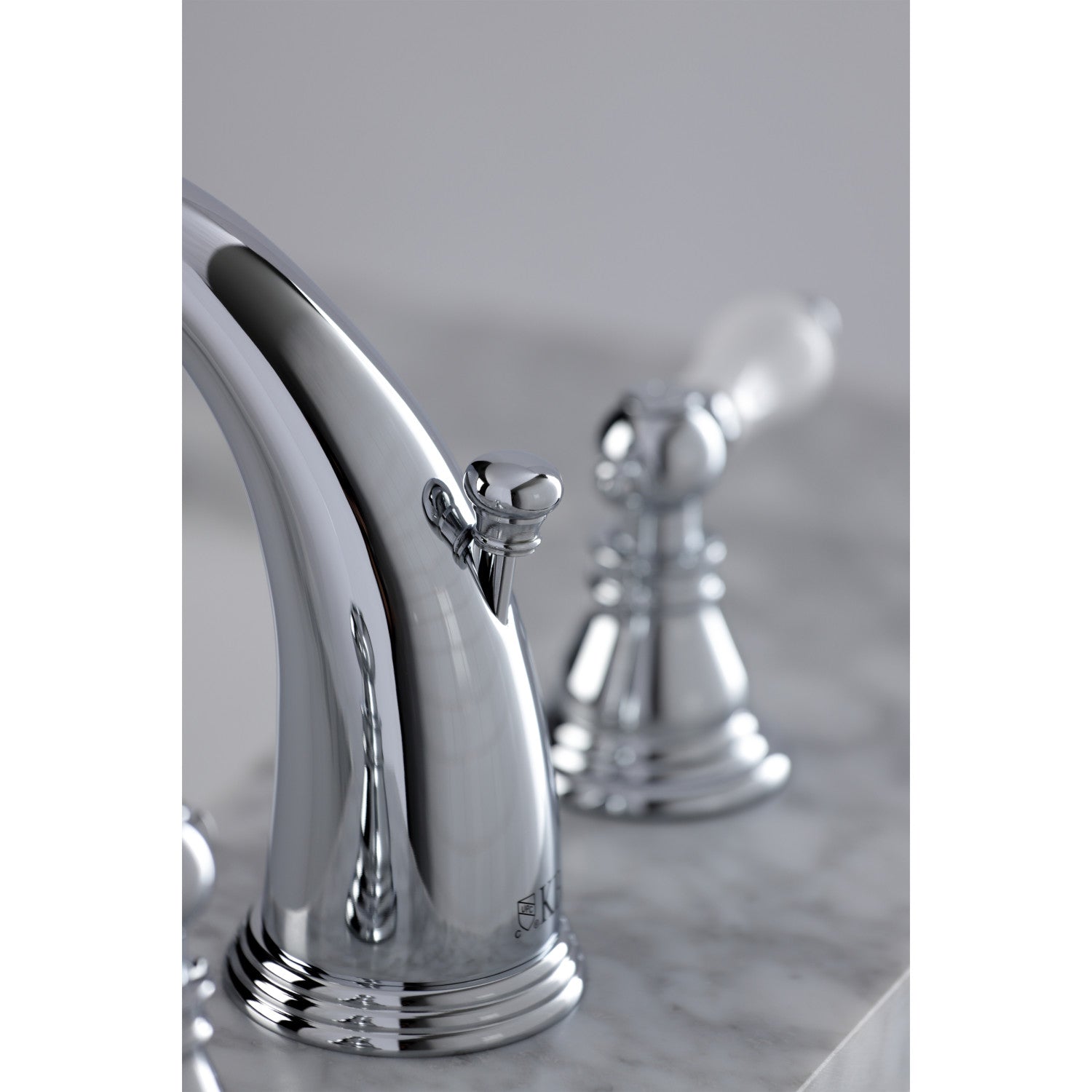 Kingston Heirloom KB981APL - American Patriot Two-Handle 3-Hole Deck Mount Widespread Bathroom Faucet with Pop-Up Drain, Polished Chrome — thumbnail 3