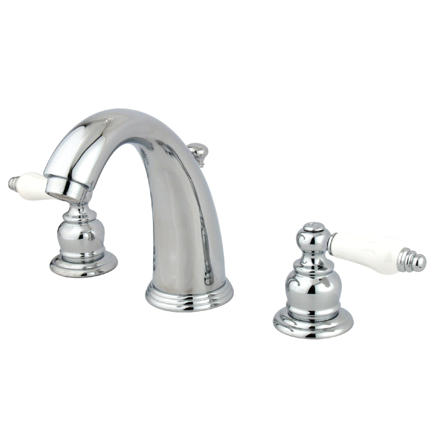 Kingston Heirloom KB981PL - Victorian Two-Handle 3-Hole Deck Mount Widespread Bathroom Faucet with Pop-Up Drain, Polished Chrome