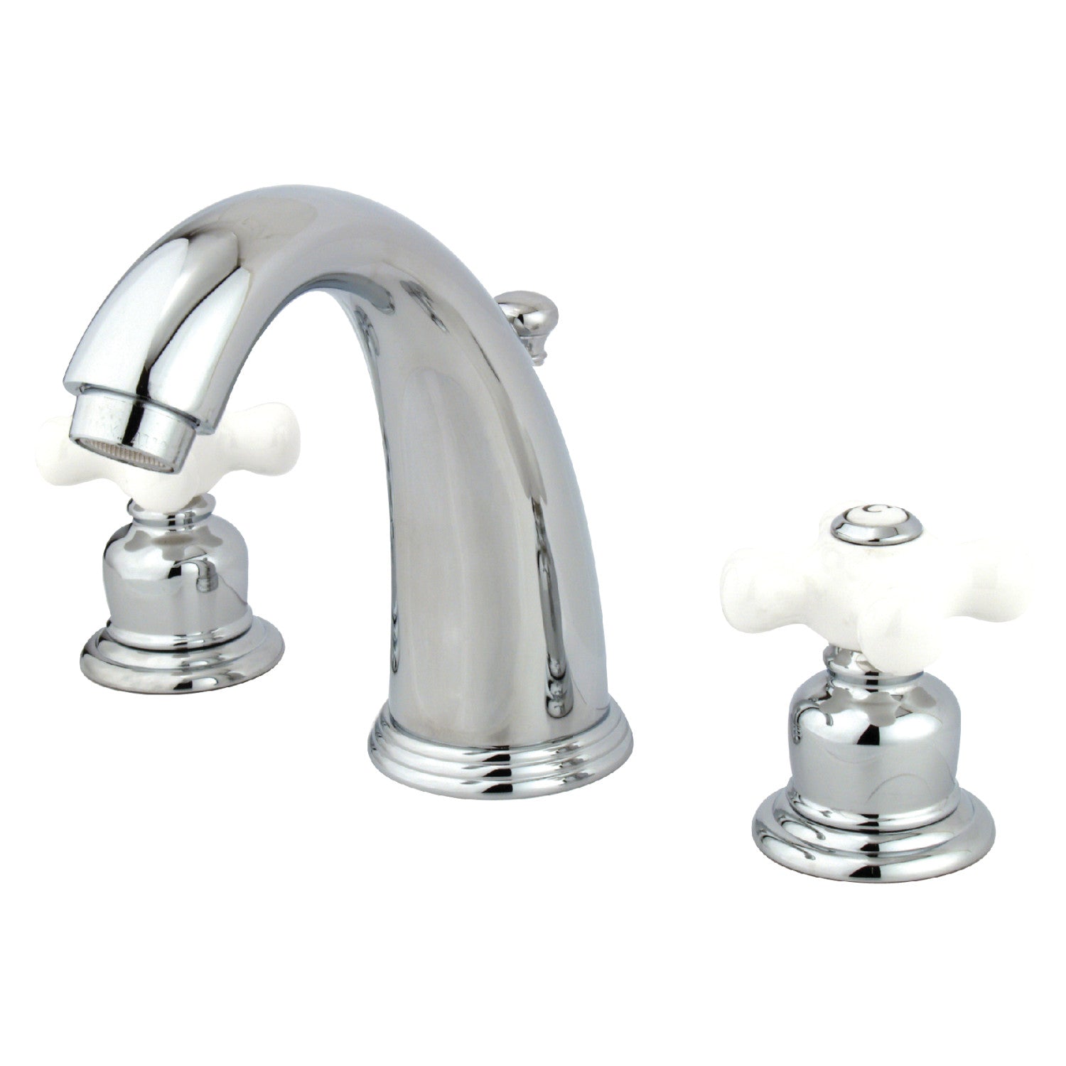 Kingston Heirloom KB981PX - Victorian Two-Handle 3-Hole Deck Mount Widespread Bathroom Faucet with Pop-Up Drain, Polished Chrome