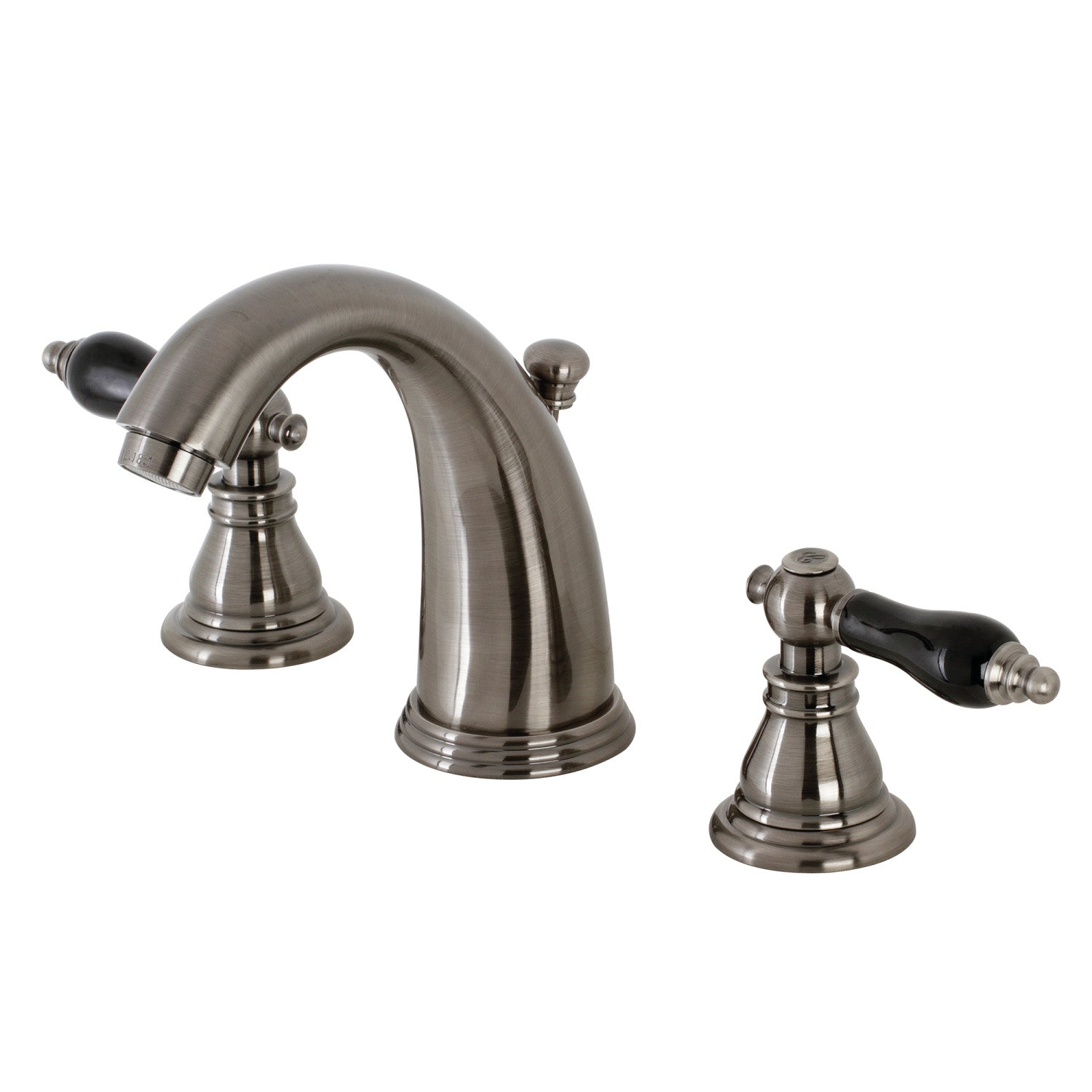 Kingston Heirloom KB983AKL - Duchess Two-Handle 3-Hole Deck Mount Widespread Bathroom Faucet with Pop-Up Drain, Black Stainless