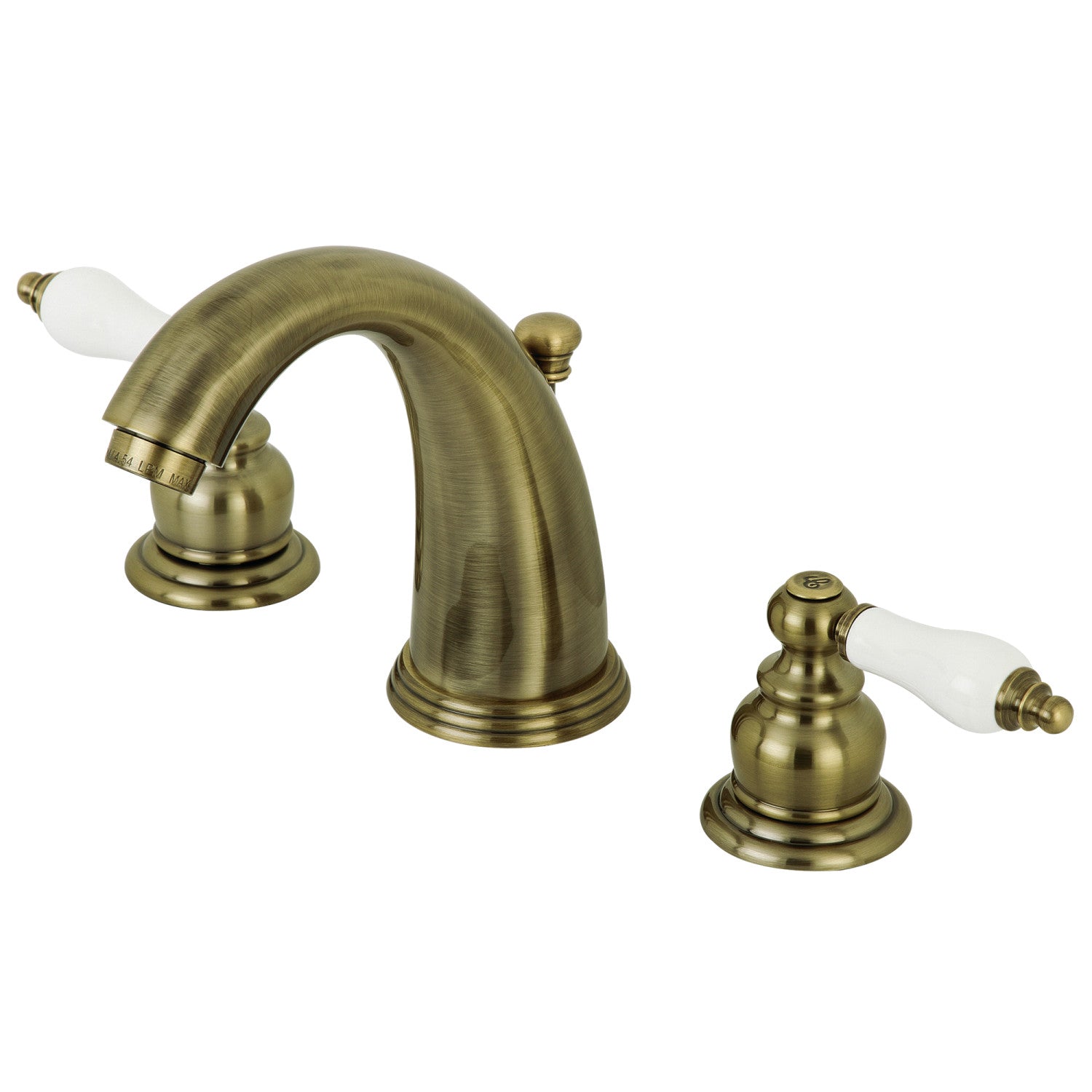 Kingston Heirloom KB983PLAB - Victorian Two-Handle 3-Hole Deck Mount Widespread Bathroom Faucet with Pop-Up Drain, Antique Brass