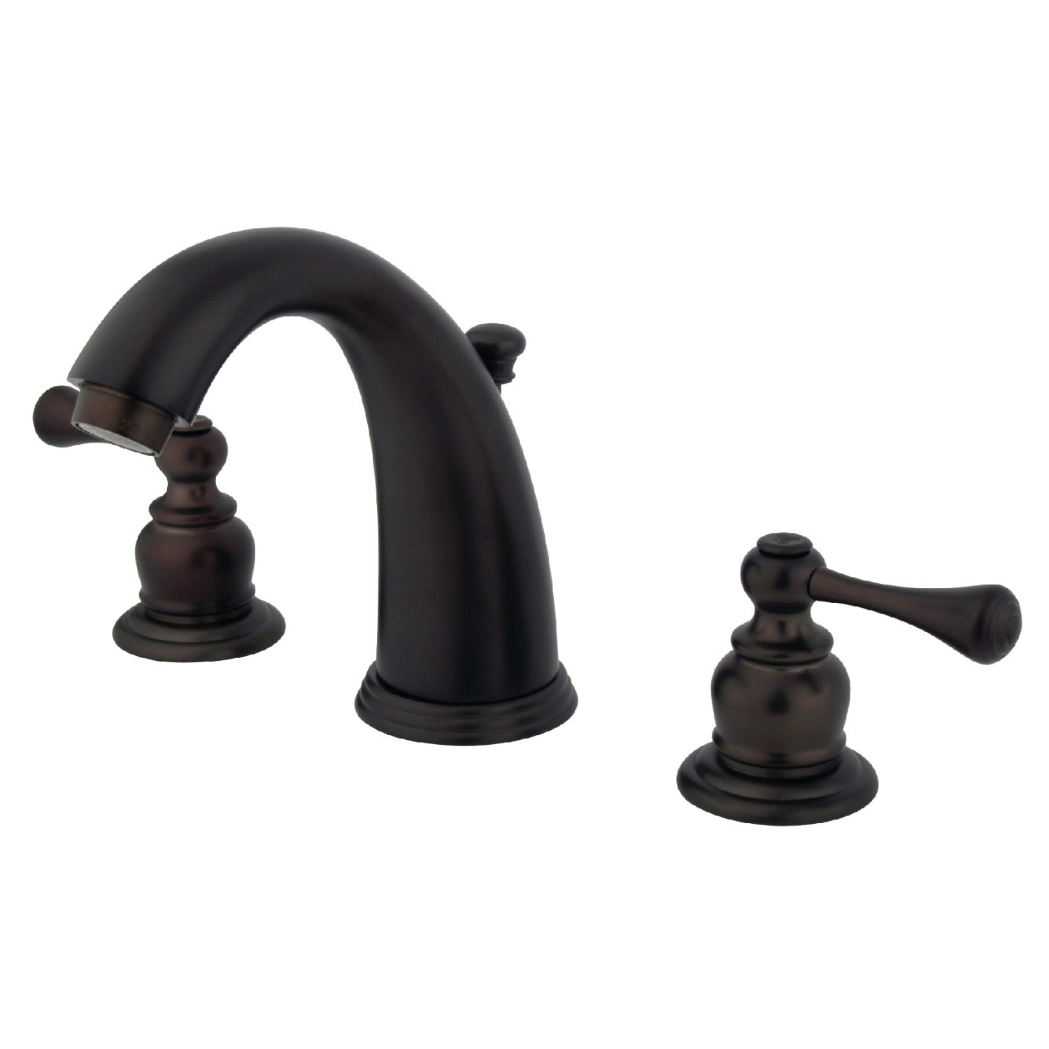 Kingston Heirloom KB985BL - Victorian Two-Handle 3-Hole Deck Mount Widespread Bathroom Faucet with Pop-Up Drain, Oil Rubbed Bronze