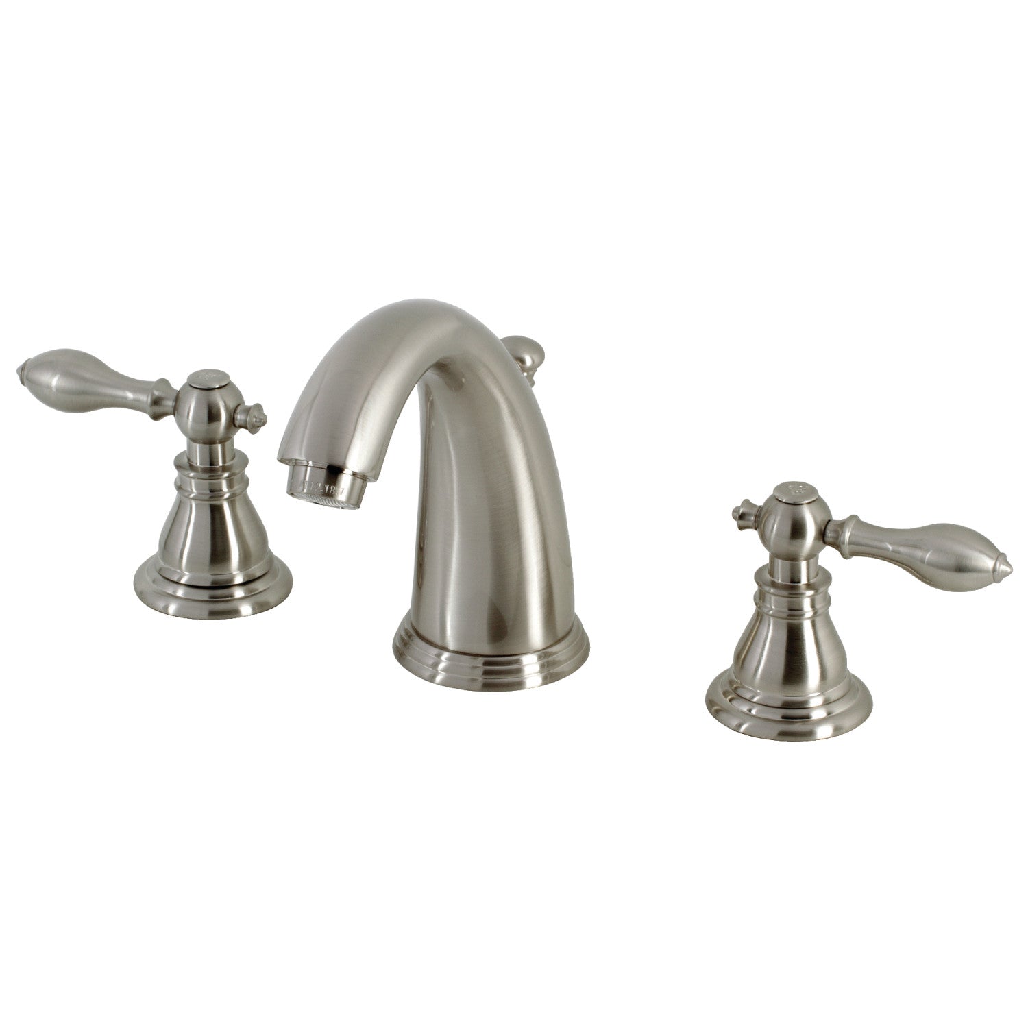 Kingston Tulare KB988ACL - American Classic Two-Handle 3-Hole Deck Mount Widespread Bathroom Faucet with Pop-Up Drain, Brushed Nickel