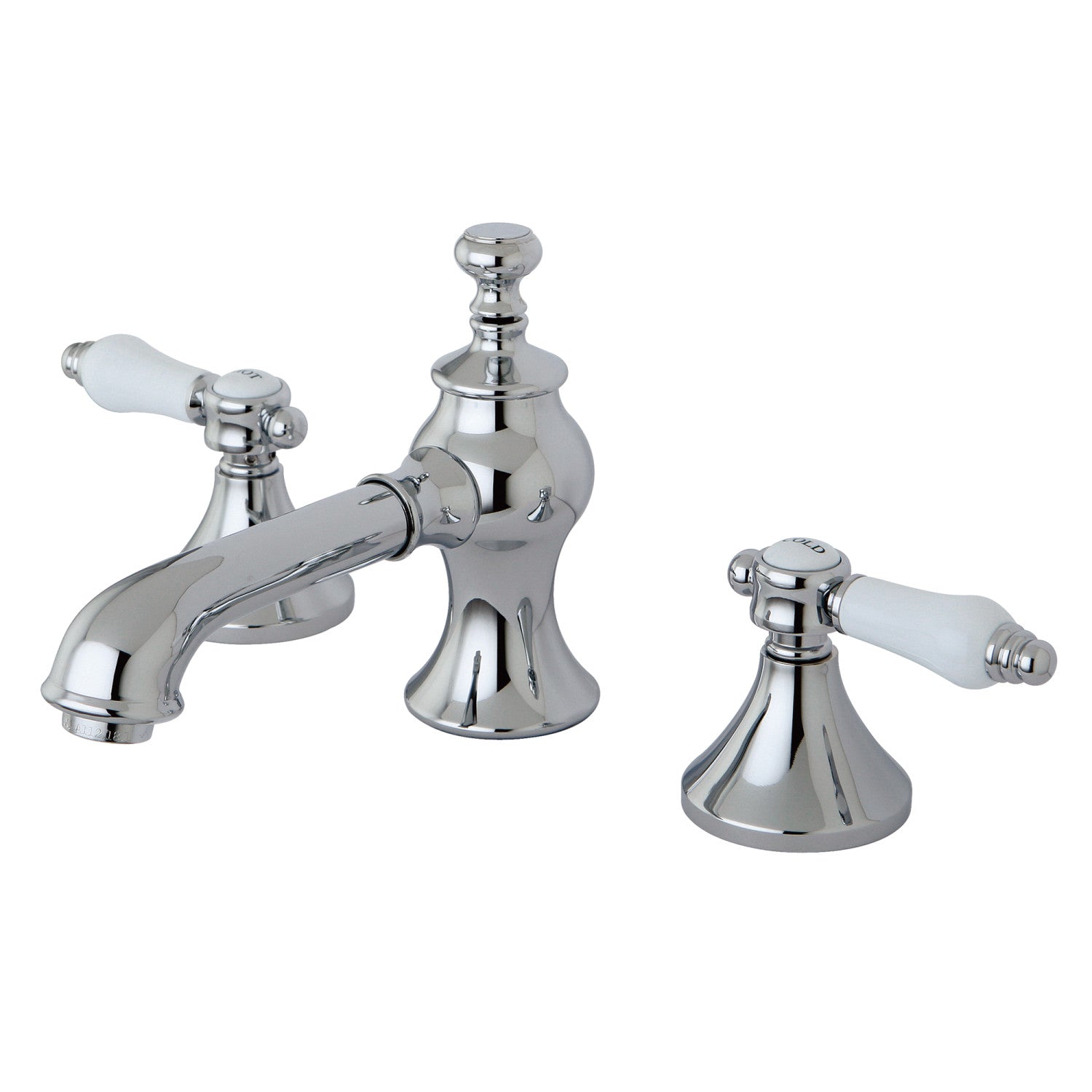 Kingston Tulare KC7061BPL - Bel-Air Two-Handle 3-Hole Deck Mount Widespread Bathroom Faucet with Brass Pop-Up, Polished Chrome