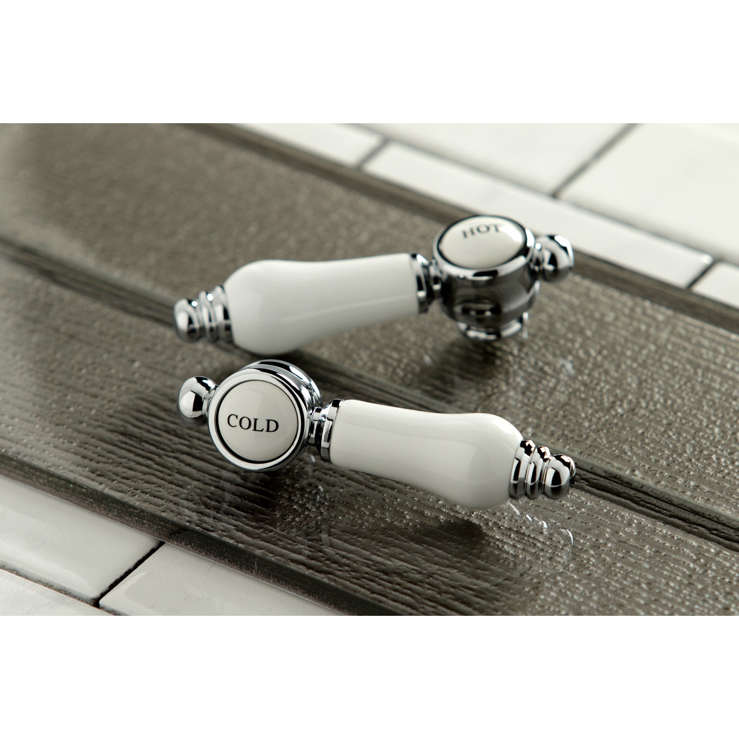 Kingston Tulare KC7061BPL - Bel-Air Two-Handle 3-Hole Deck Mount Widespread Bathroom Faucet with Brass Pop-Up, Polished Chrome — thumbnail 2