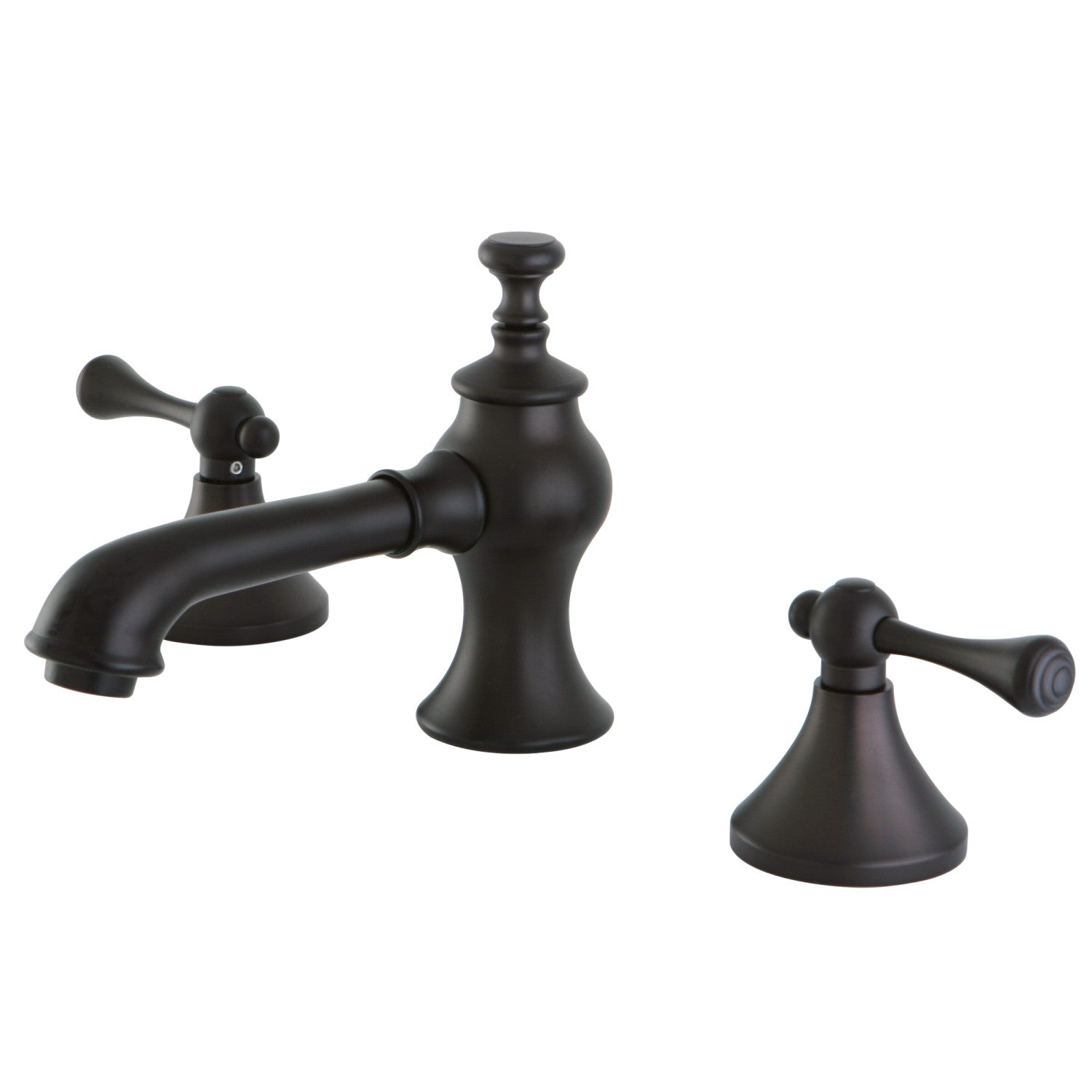Kingston Tulare KC7065BL - English Country Two-Handle 3-Hole Deck Mount Widespread Bathroom Faucet with Brass Pop-Up, Oil Rubbed Bronze
