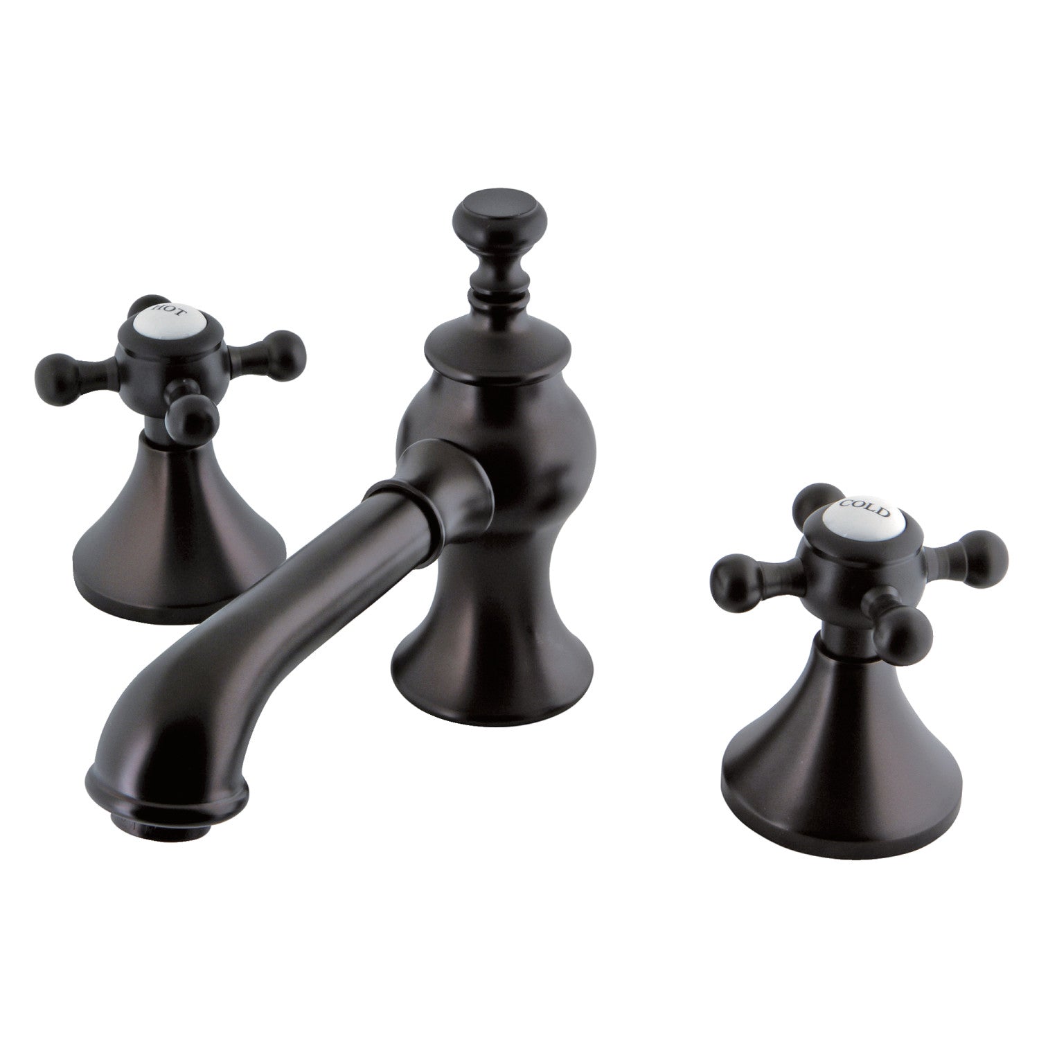 Kingston Tulare KC7065BX - English Country Two-Handle 3-Hole Deck Mount Widespread Bathroom Faucet with Brass Pop-Up, Oil Rubbed Bronze