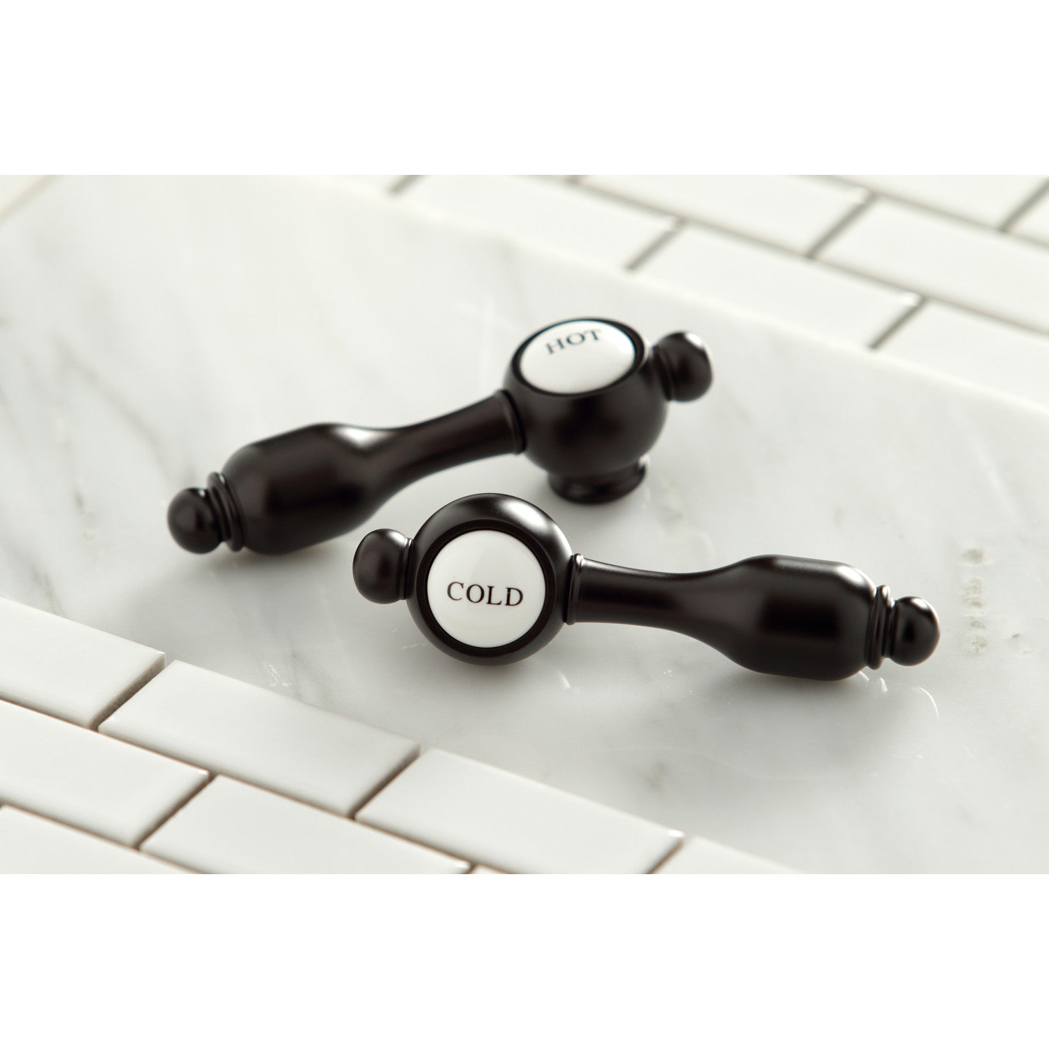 Kingston Tulare KC7065TAL - Tudor Two-Handle 3-Hole Deck Mount Widespread Bathroom Faucet with Brass Pop-Up, Oil Rubbed Bronze — thumbnail 3