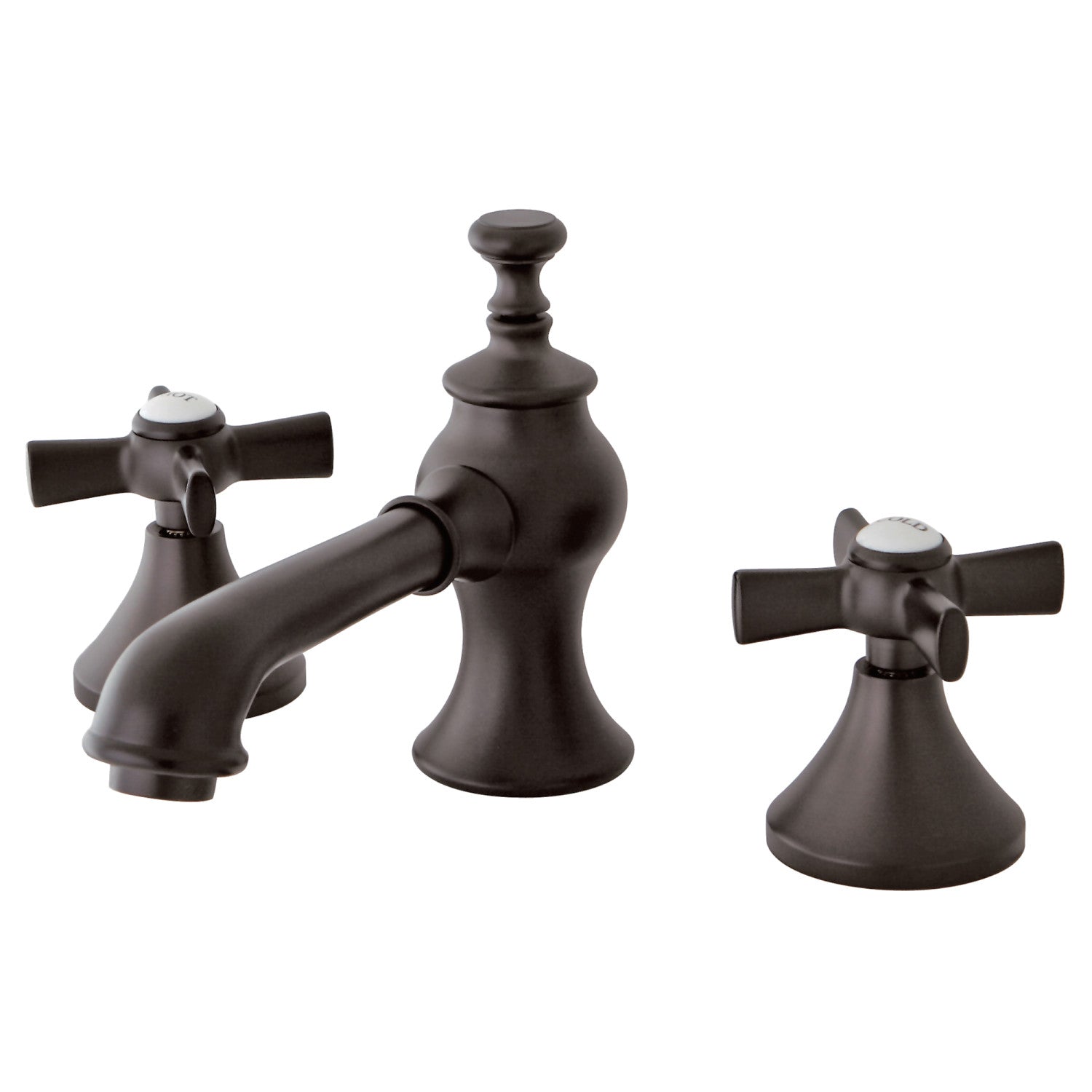 Kingston Tulare KC7065ZX - Millennium Two-Handle 3-Hole Deck Mount Widespread Bathroom Faucet with Brass Pop-Up, Oil Rubbed Bronze