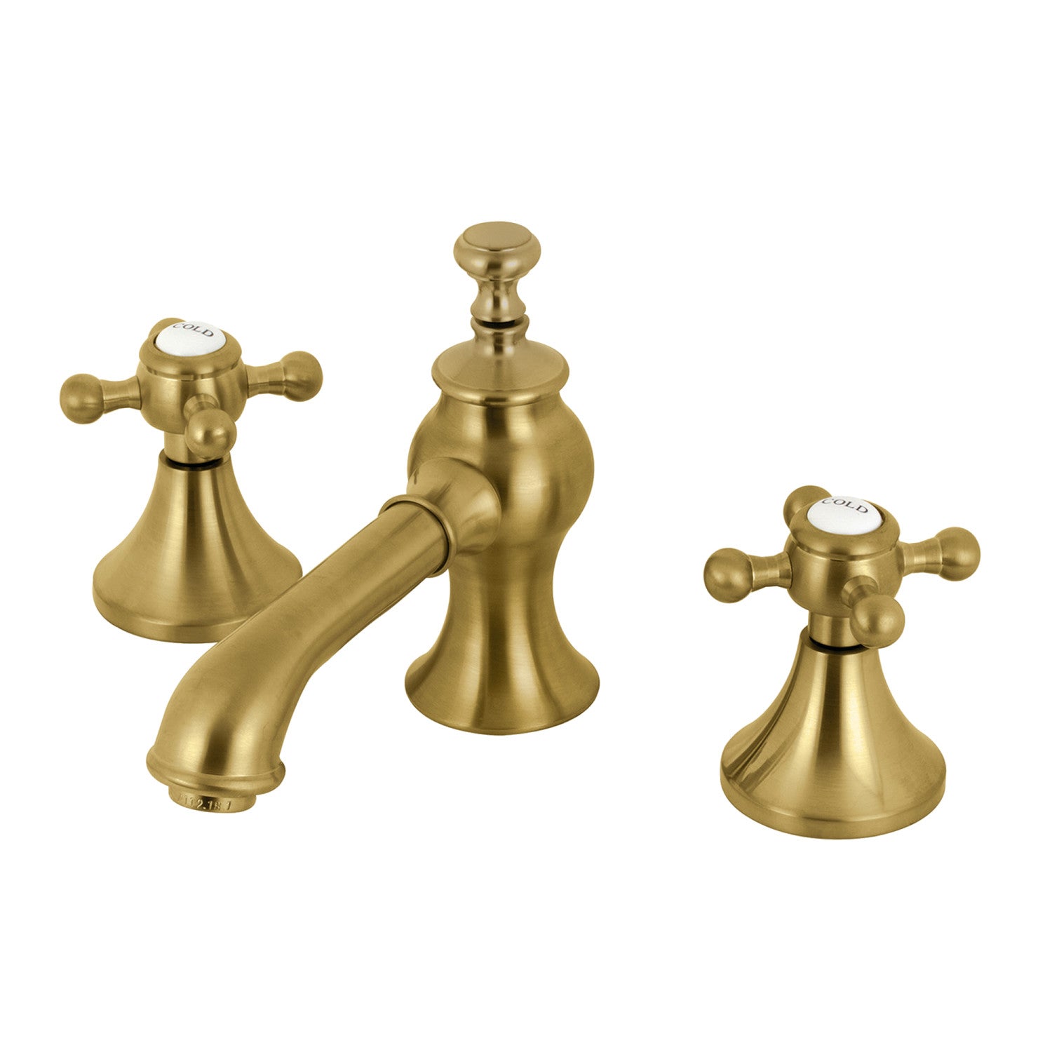Kingston Tulare KC7067BX - English Country Two-Handle 3-Hole Deck Mount Widespread Bathroom Faucet with Brass Pop-Up, Brushed Brass