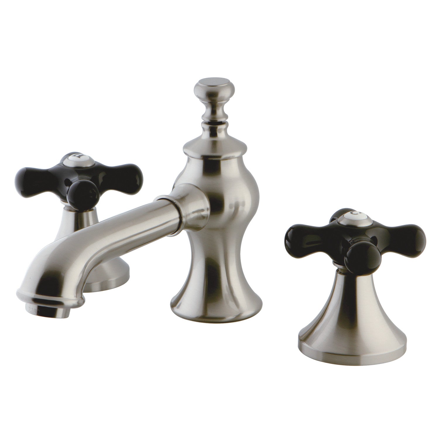 Kingston Tulare KC7068PKX - Duchess Two-Handle 3-Hole Deck Mount Widespread Bathroom Faucet with Brass Pop-Up, Brushed Nickel