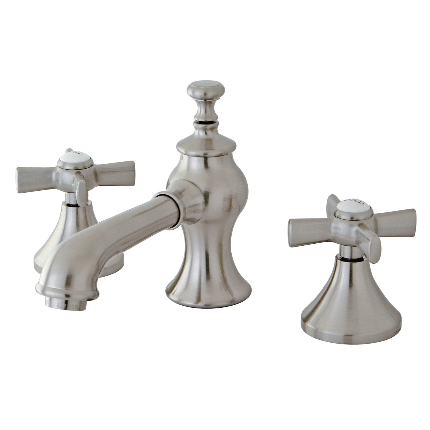 Kingston Tulare KC7068ZX - Millennium Two-Handle 3-Hole Deck Mount Widespread Bathroom Faucet with Brass Pop-Up, Brushed Nickel