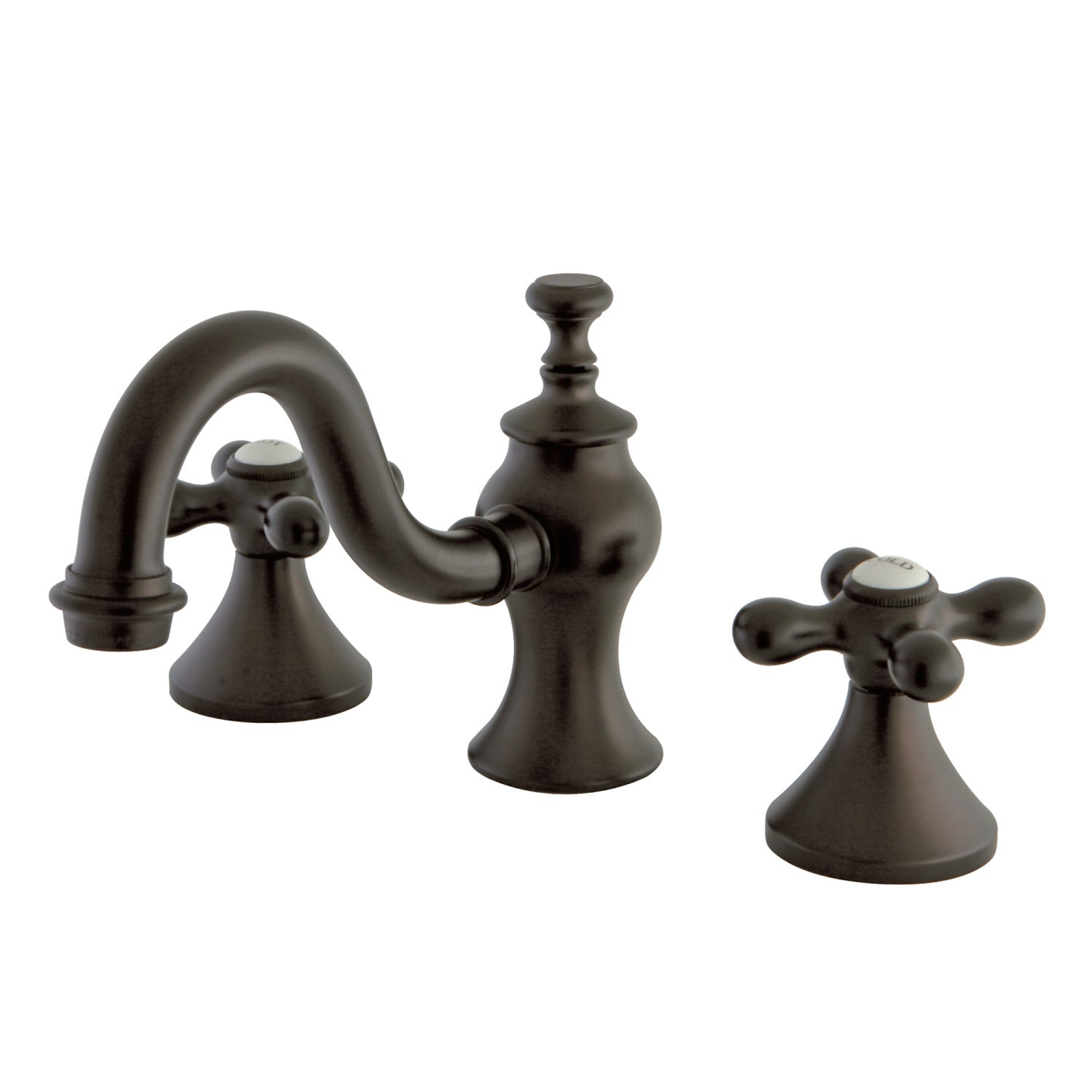 Kingston Heirloom KC7165AX - Vintage Two-Handle 3-Hole Deck Mount Widespread Bathroom Faucet with Brass Pop-Up, Oil Rubbed Bronze